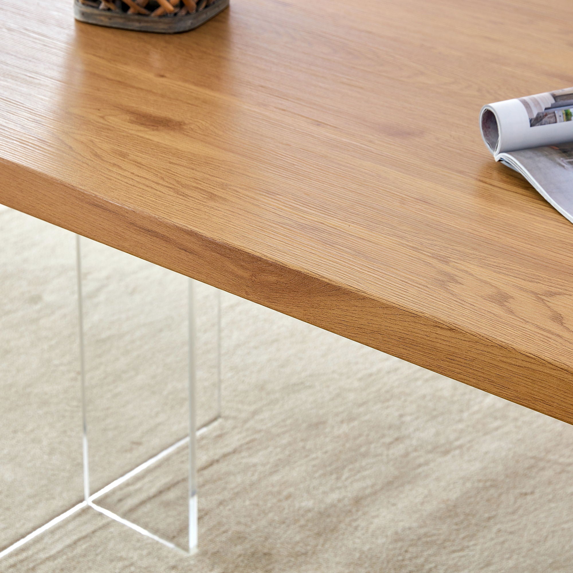 Modern Minimalist Wooden Table With Acrylic Legs