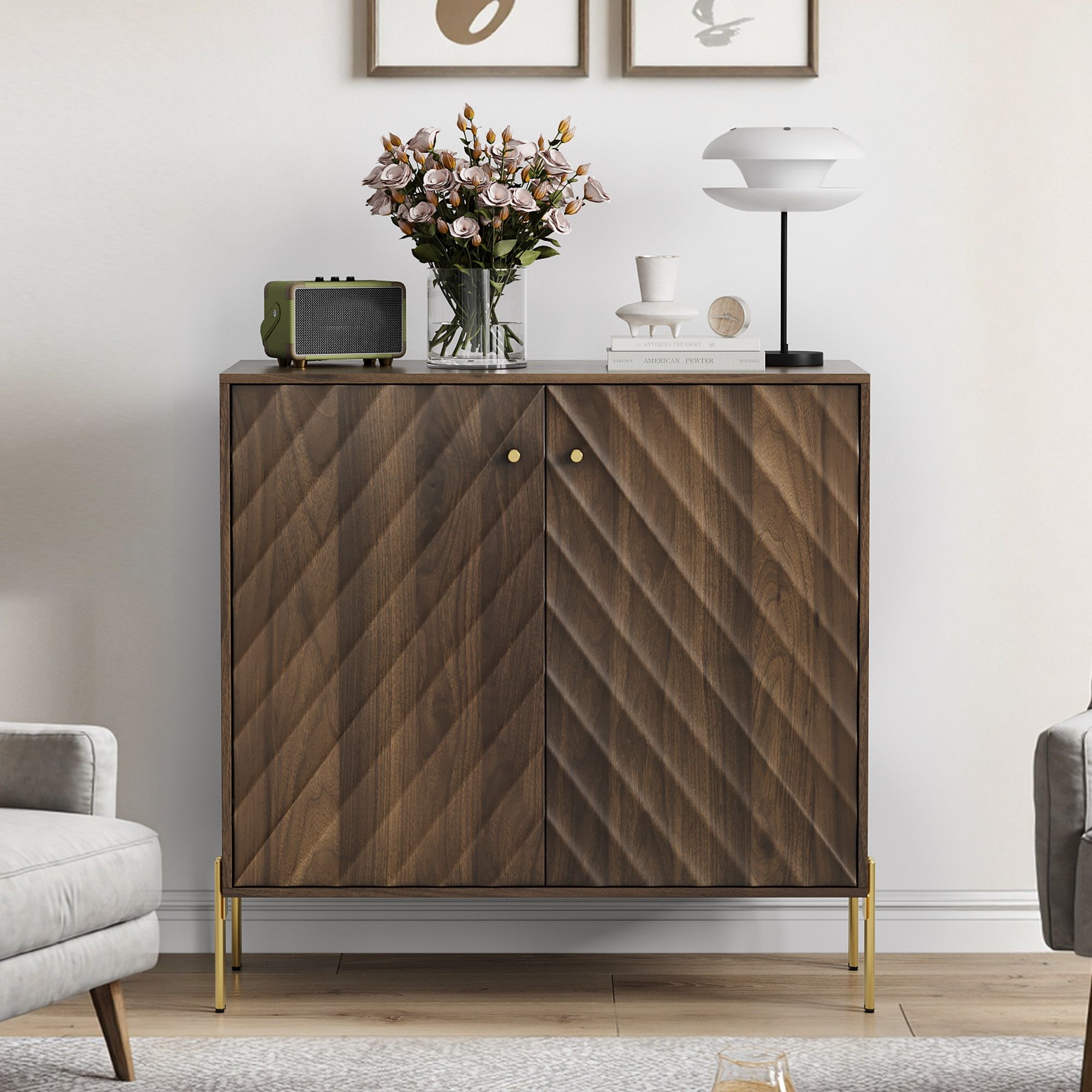 Sideboard Buffet With Storage For Living Room - Walnut