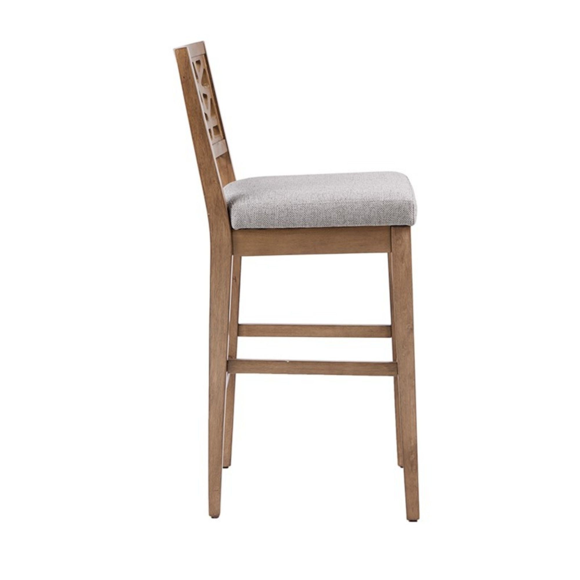 Carmel - Upholstered Barstool With Cracked Ice Pattern - Light Gray