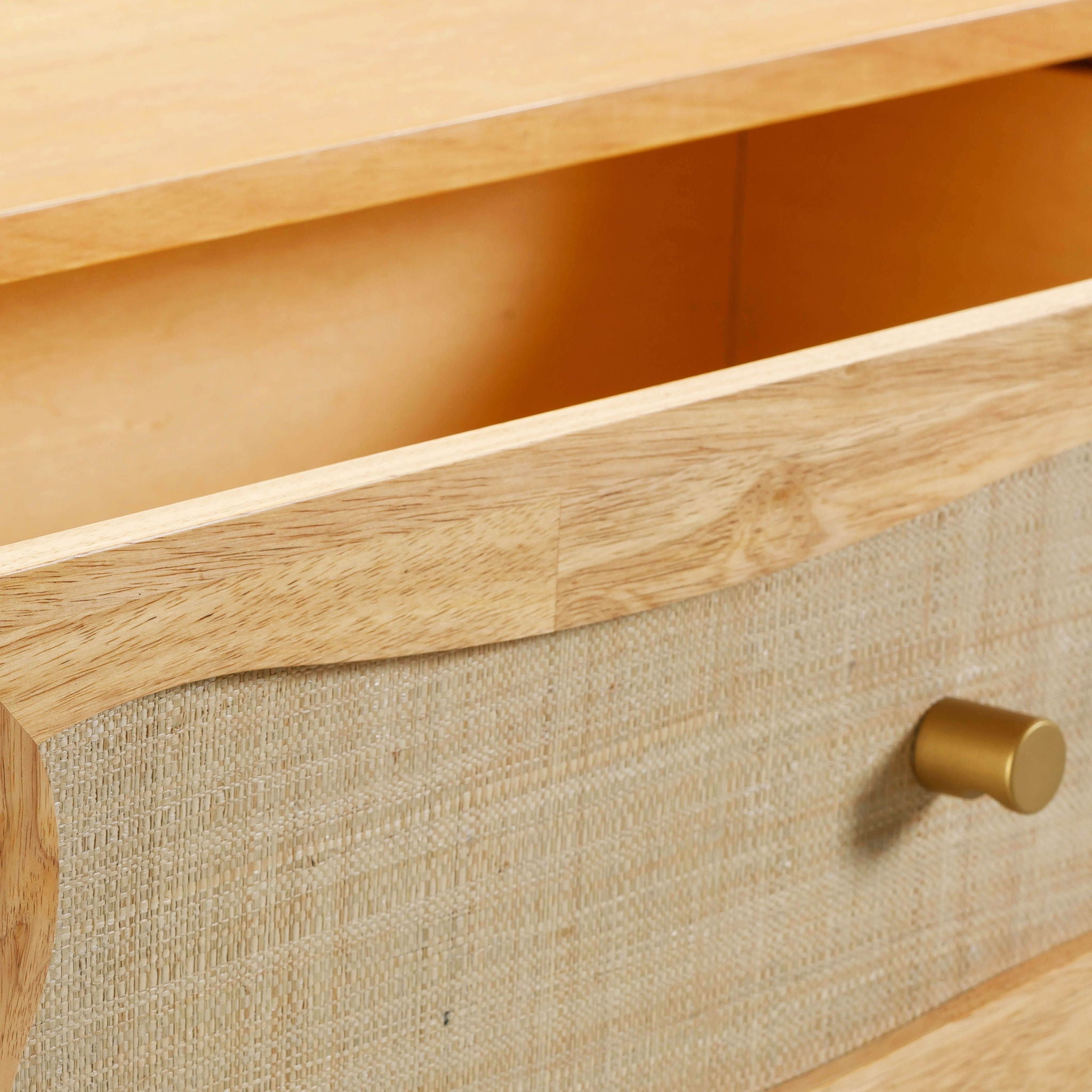 Grappa - Wood & Rattan Wavy Dresser - Natural