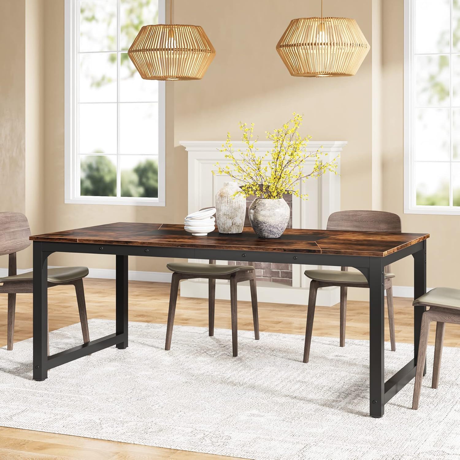 Rectangular Kitchen & Dining Room Table - Brown / Black