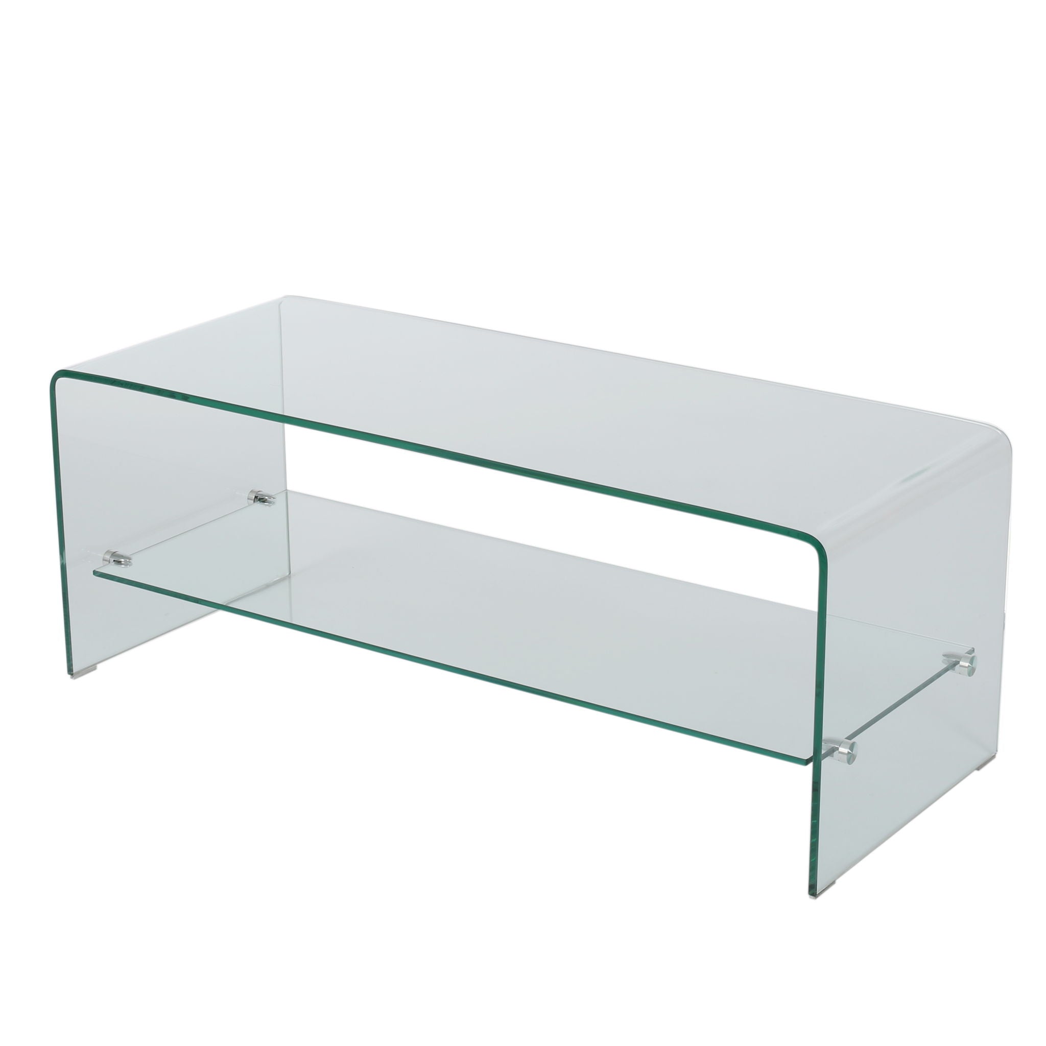 Modern Tempered Glass TV Stand With Shelf And Open Back Design - Clear - Best Buy Furniture