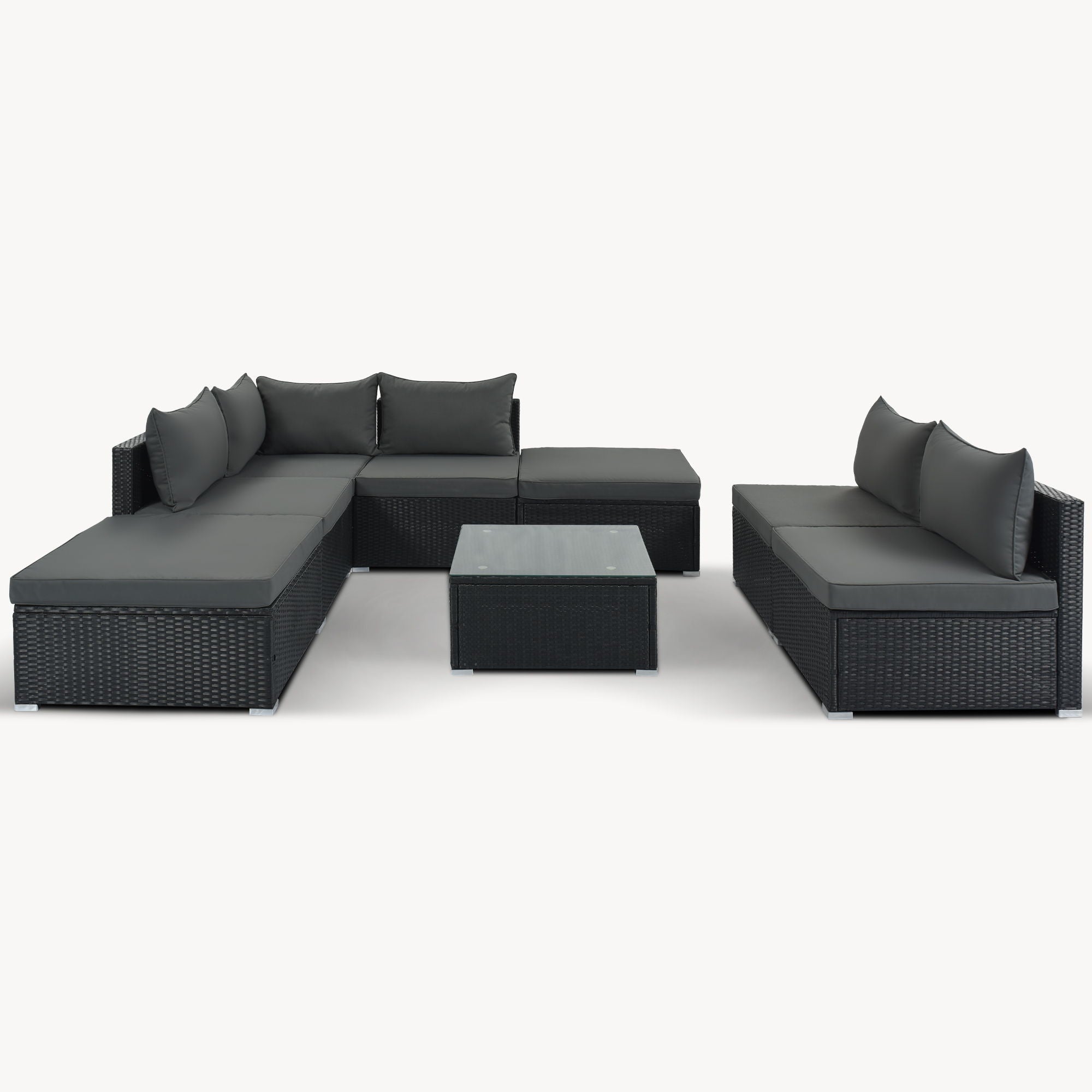8 Pieces Outdoor Patio Furniture Conversation Wicker Sofa Set