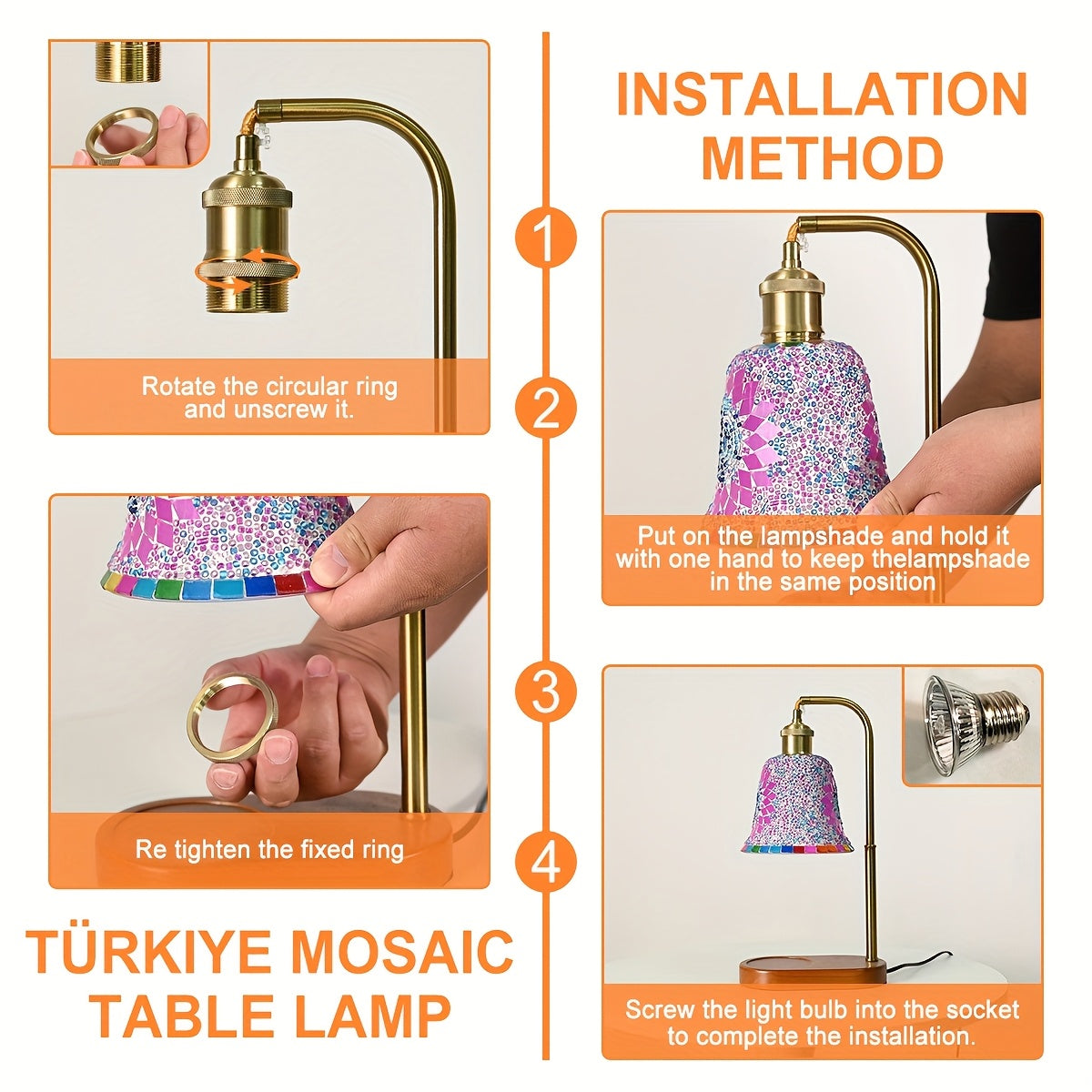 Turkish Mosaic Candle Lamp – Dimmable Glass Table Light for Bedroom & Holidays