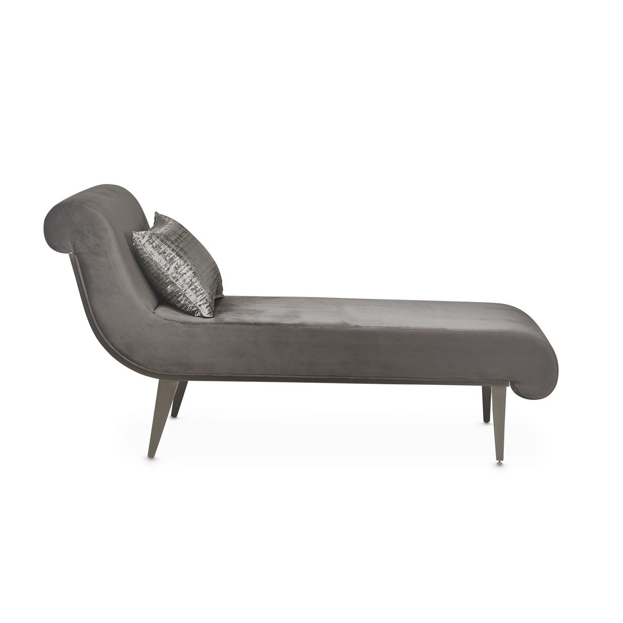 Roxbury Park - Velvet Chaise - Gray Pearl / Stainless Steel