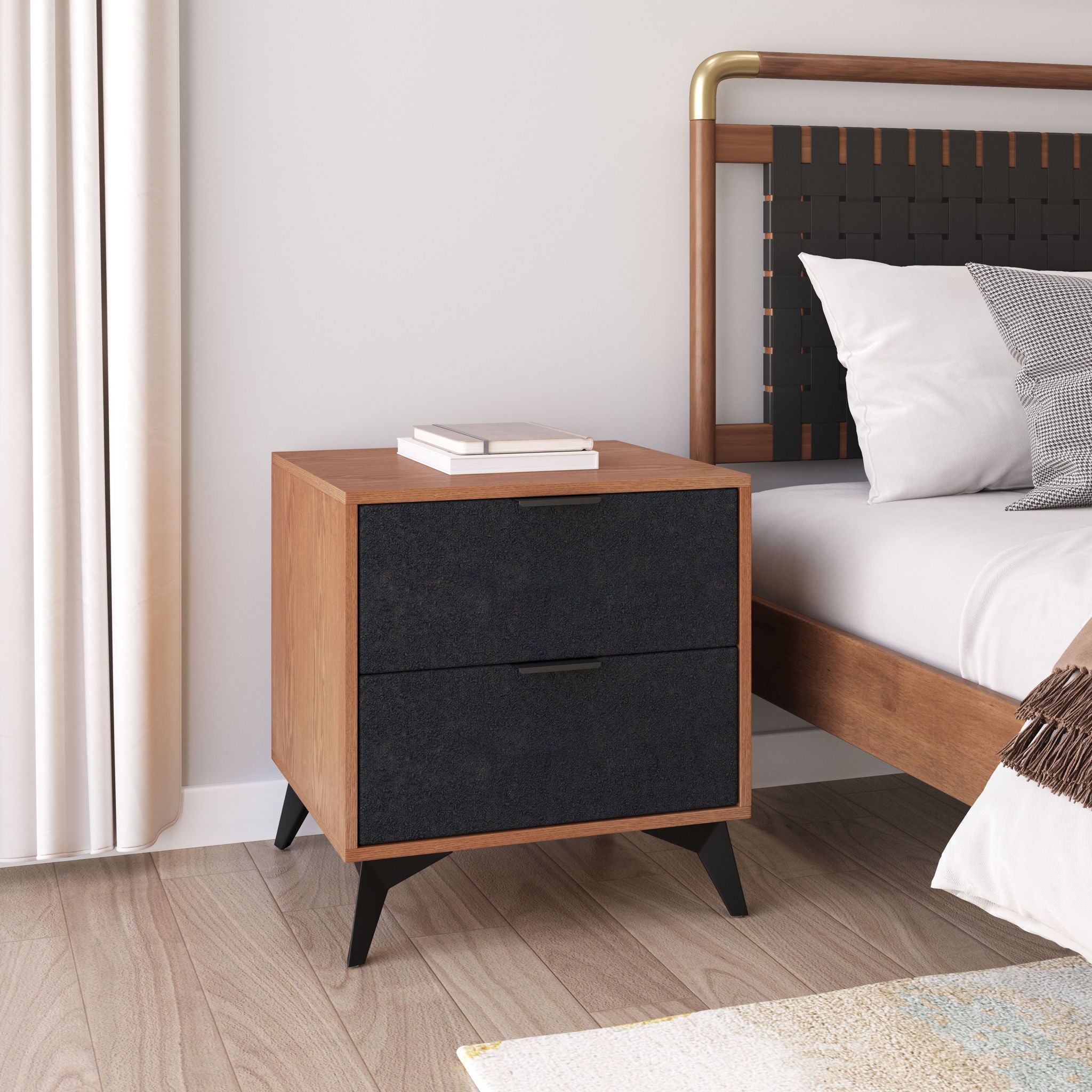 Zarif - Nightstand - Black / Walnut