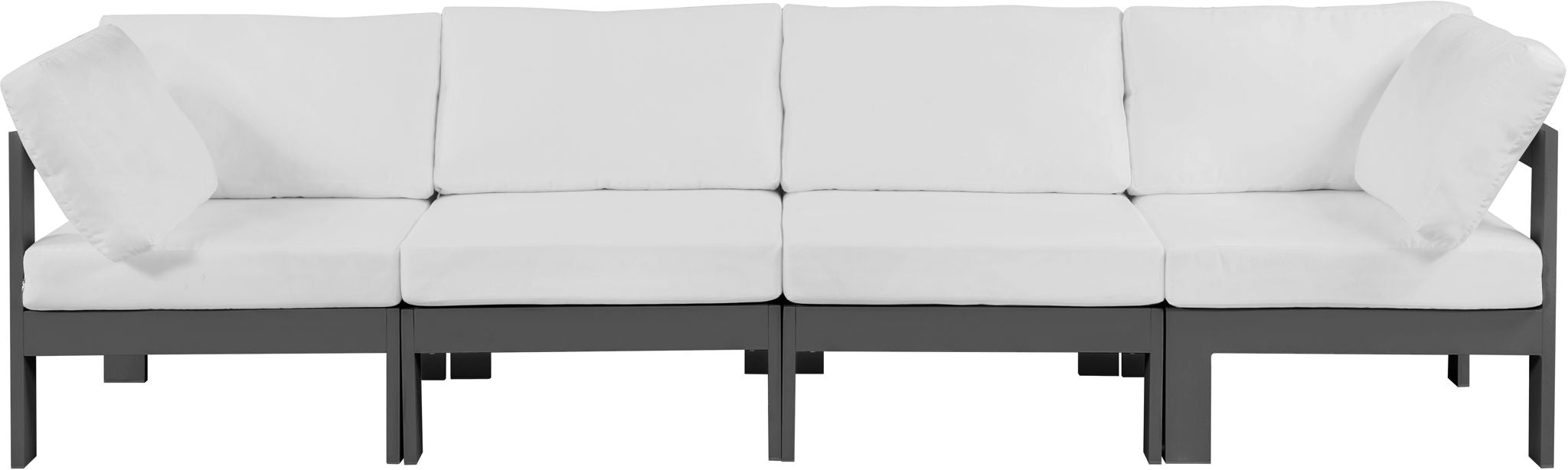 Nizuc - Outdoor Patio 4 Seat Modular Sofa With Gray Frame