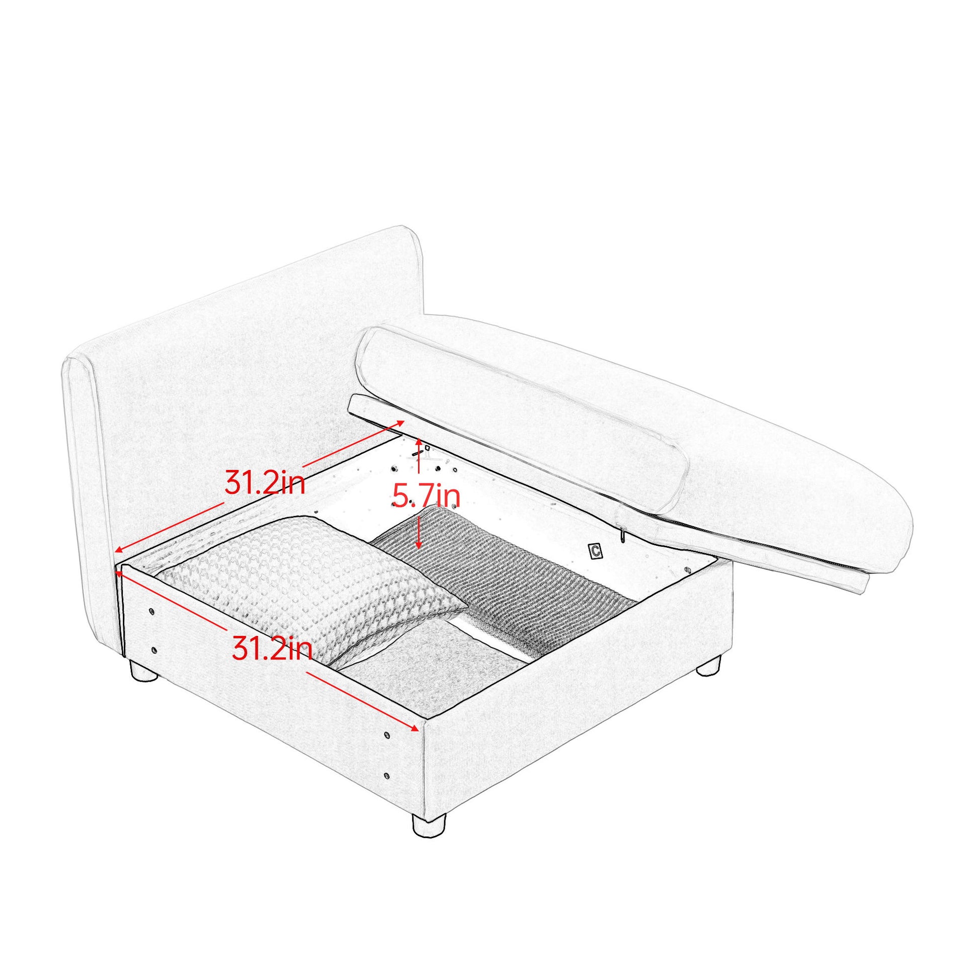 Stylish Chenille Sofa With Storage Seat And Cylindrical Backrest - Best Buy Furniture