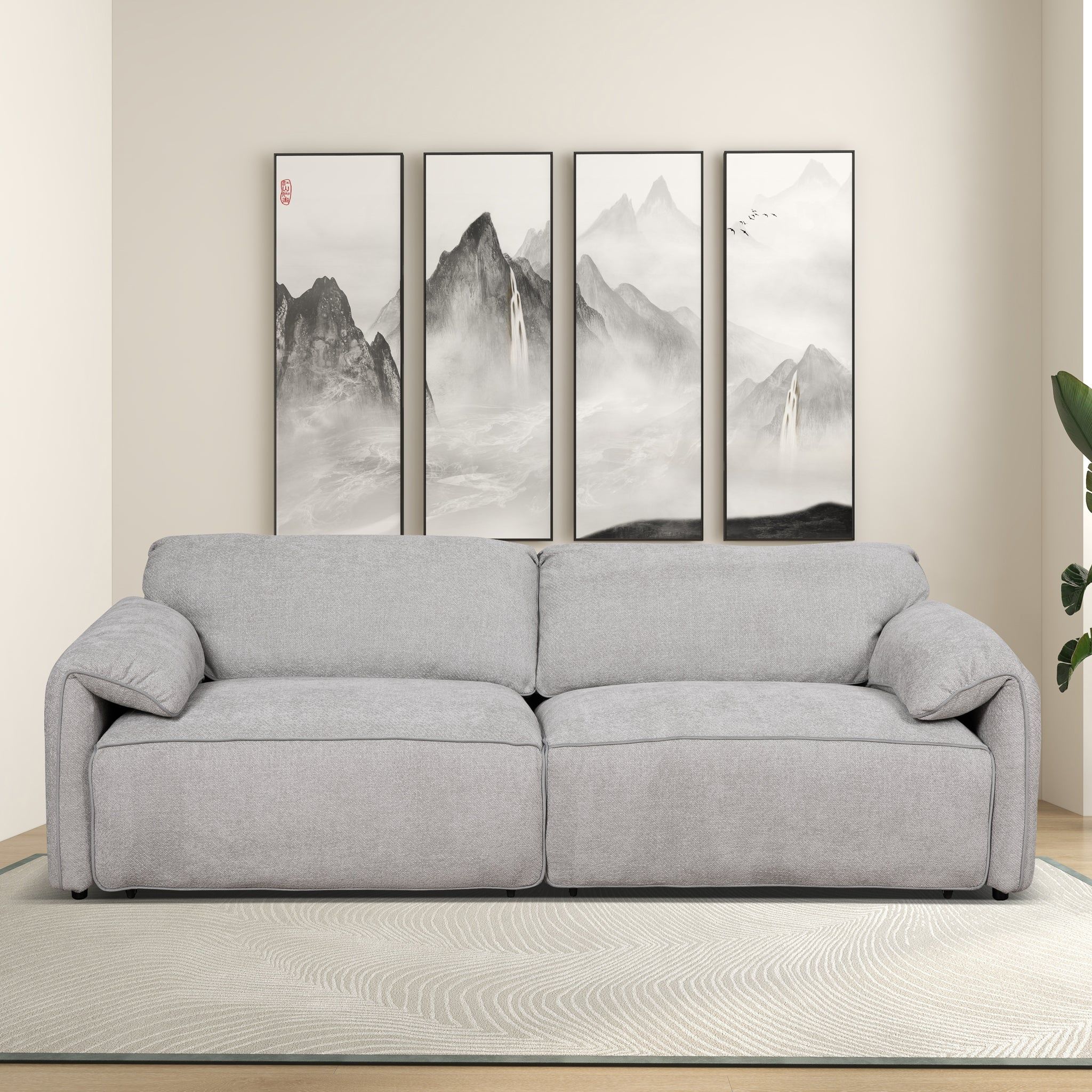 Cleveland - Dual Power Convertible Sofa - Silver