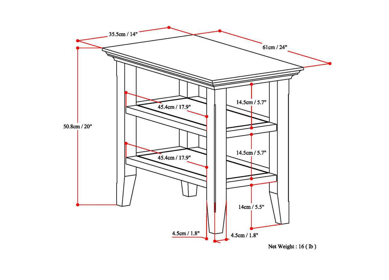 Acadian - Narrow Side Table, Handcrafted