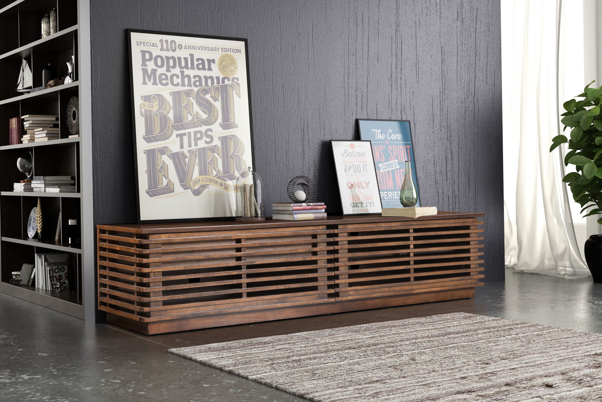 Linea - Wide Entertainment Stand - Walnut