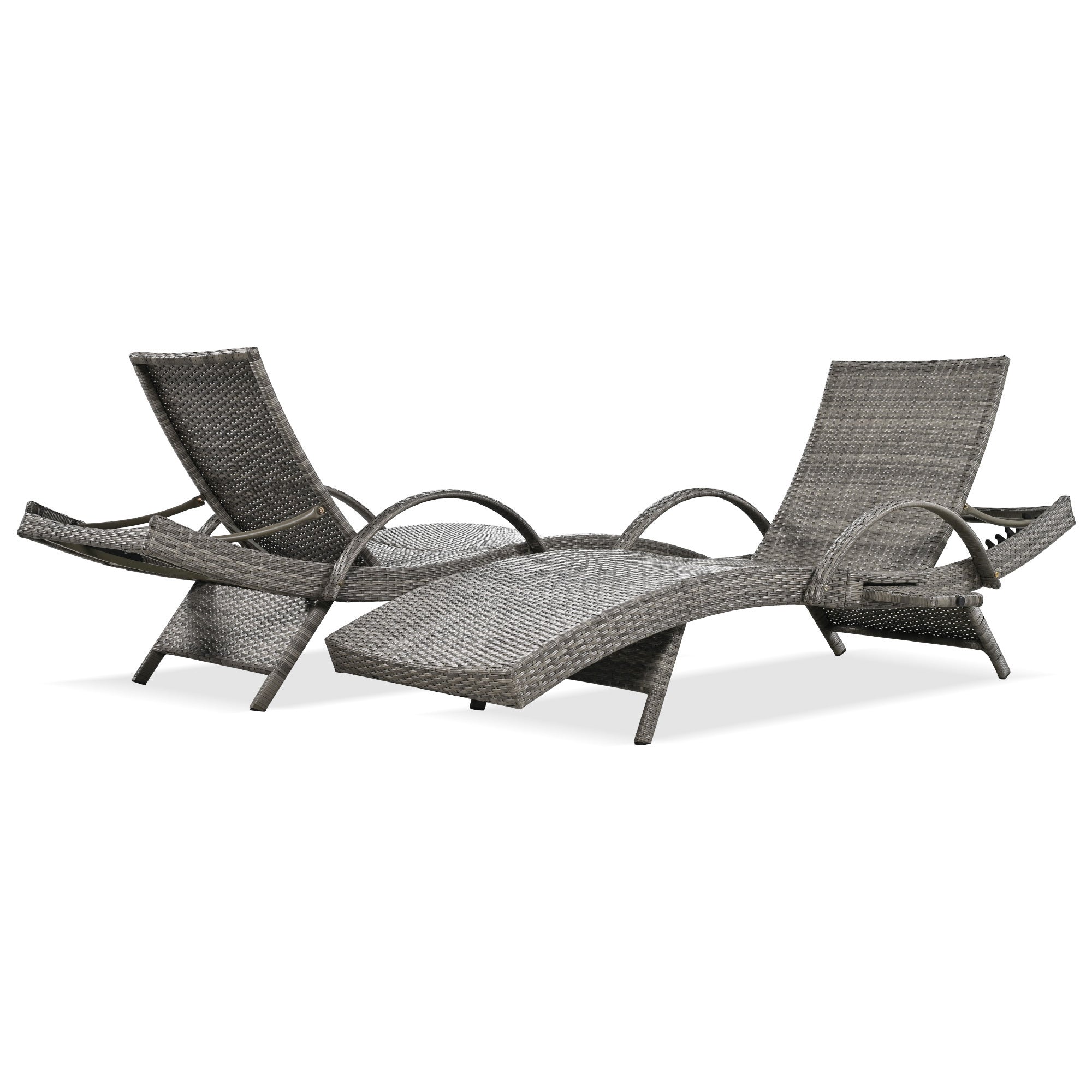 K&K 80" Outdoor Wicker Chaise Lounge Chairs Set of 2