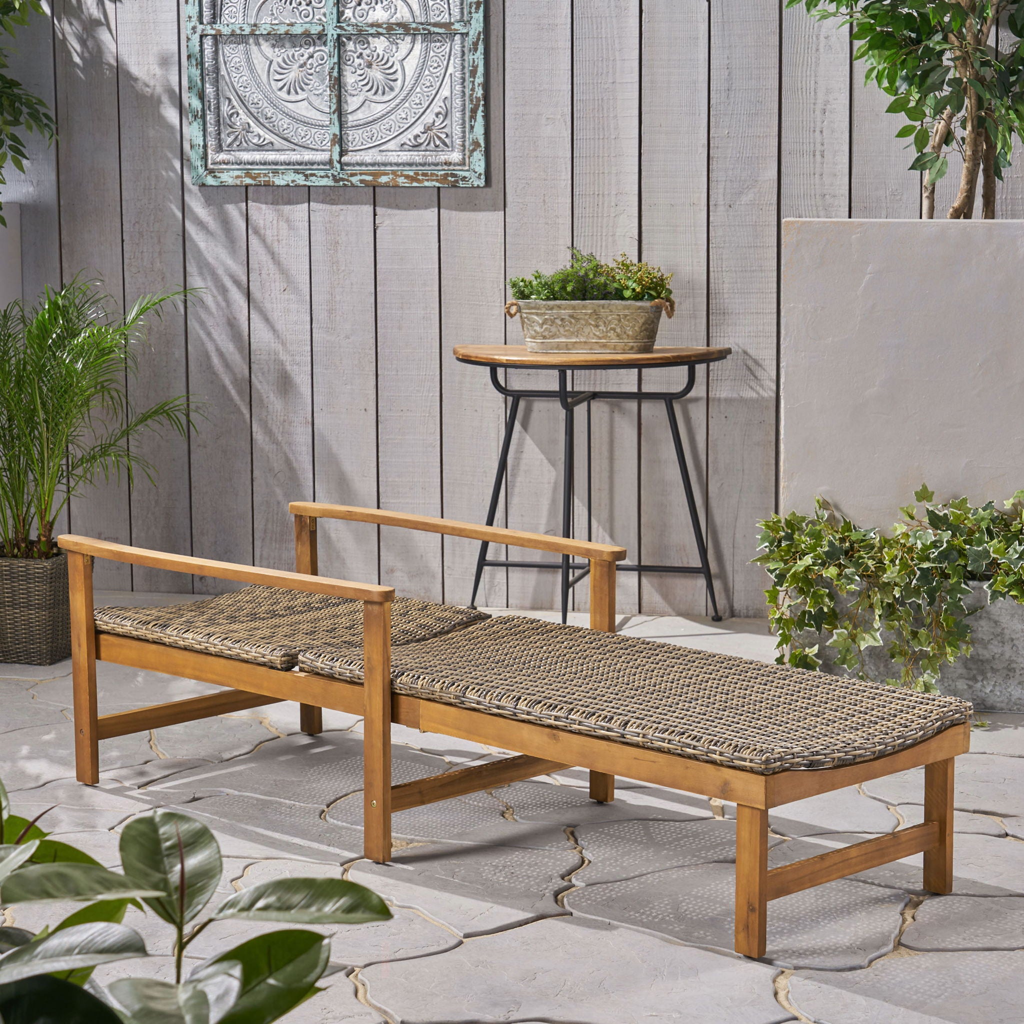 Hampton - Outdoor Chaise Lounge With Adjustable Backrest - Natural