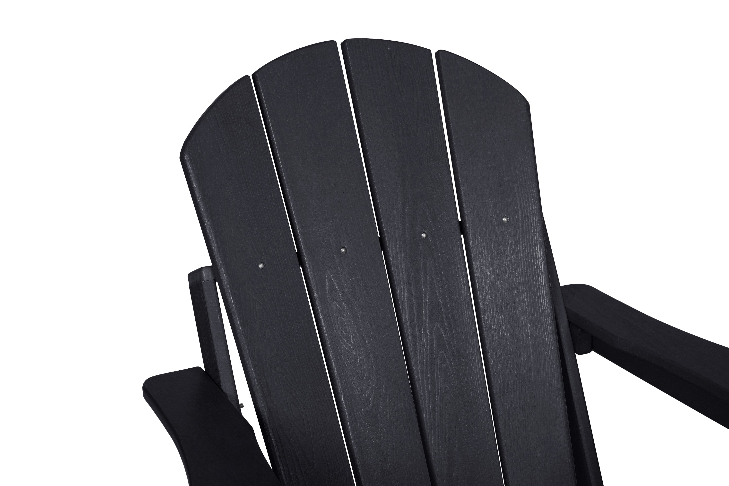 Folding Adirondack Chair with Side Table, 3-Piece Adirondack Chair Set with Wood Texture, Black(includes 2 Chairs and 1 Table)