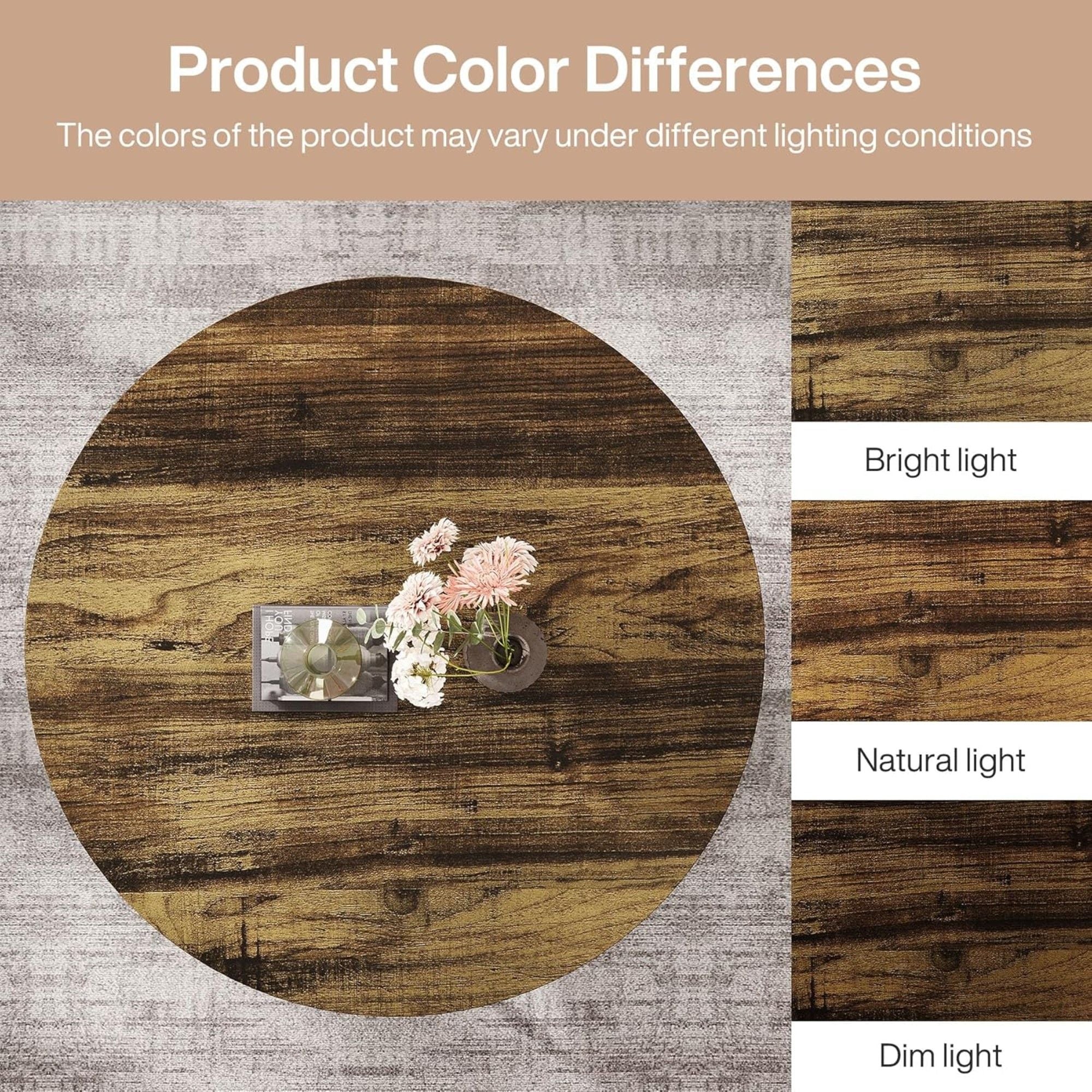 2 Tier Circle Coffee Table With Storage Shelves