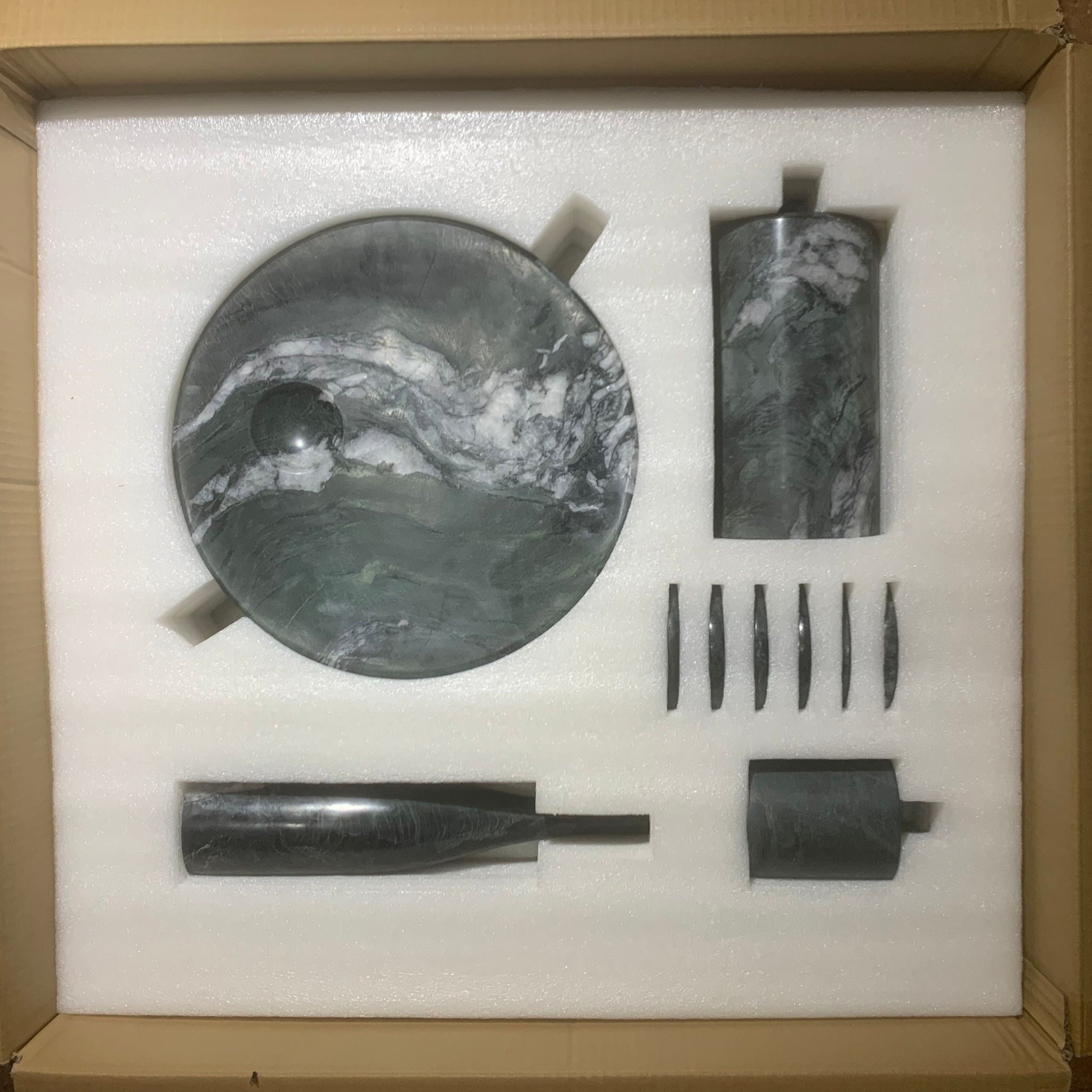 10 Pieces Luxury Natural Marble Dining Room Accessories Set