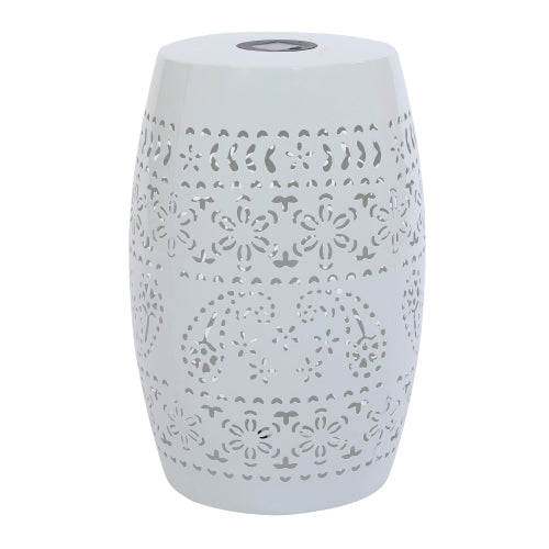 Solar Side Table with Built-in Solar Battery (White)