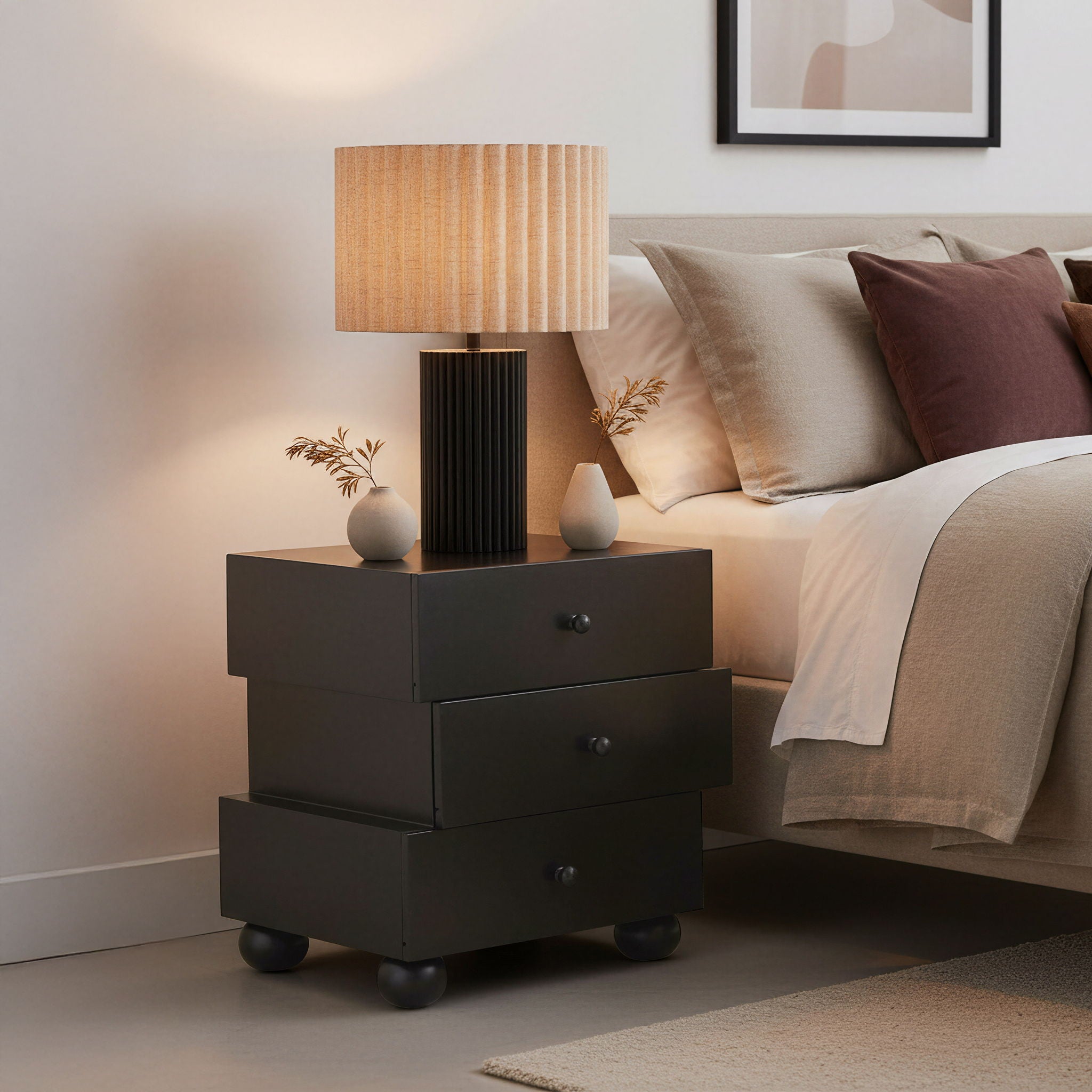 Aurora - Table Lamp - Beige & Black