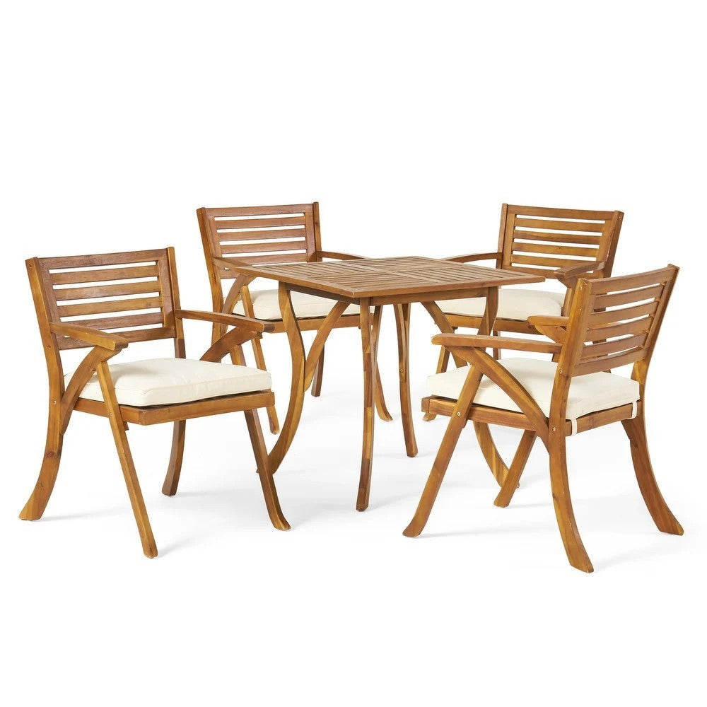 Hermosa 5-Piece Acacia Wood Outdoor Dining Set