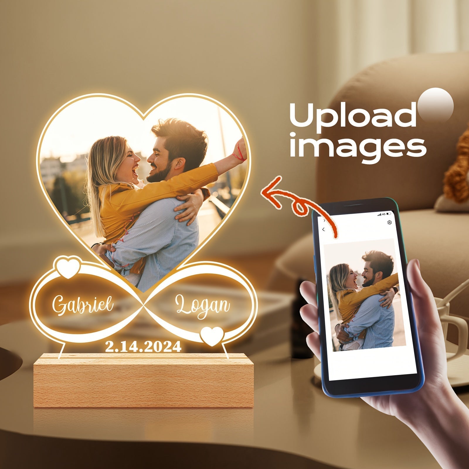 Custom LED Photo Night Light – Personalized Acrylic Picture Frame Gift for Loved Ones