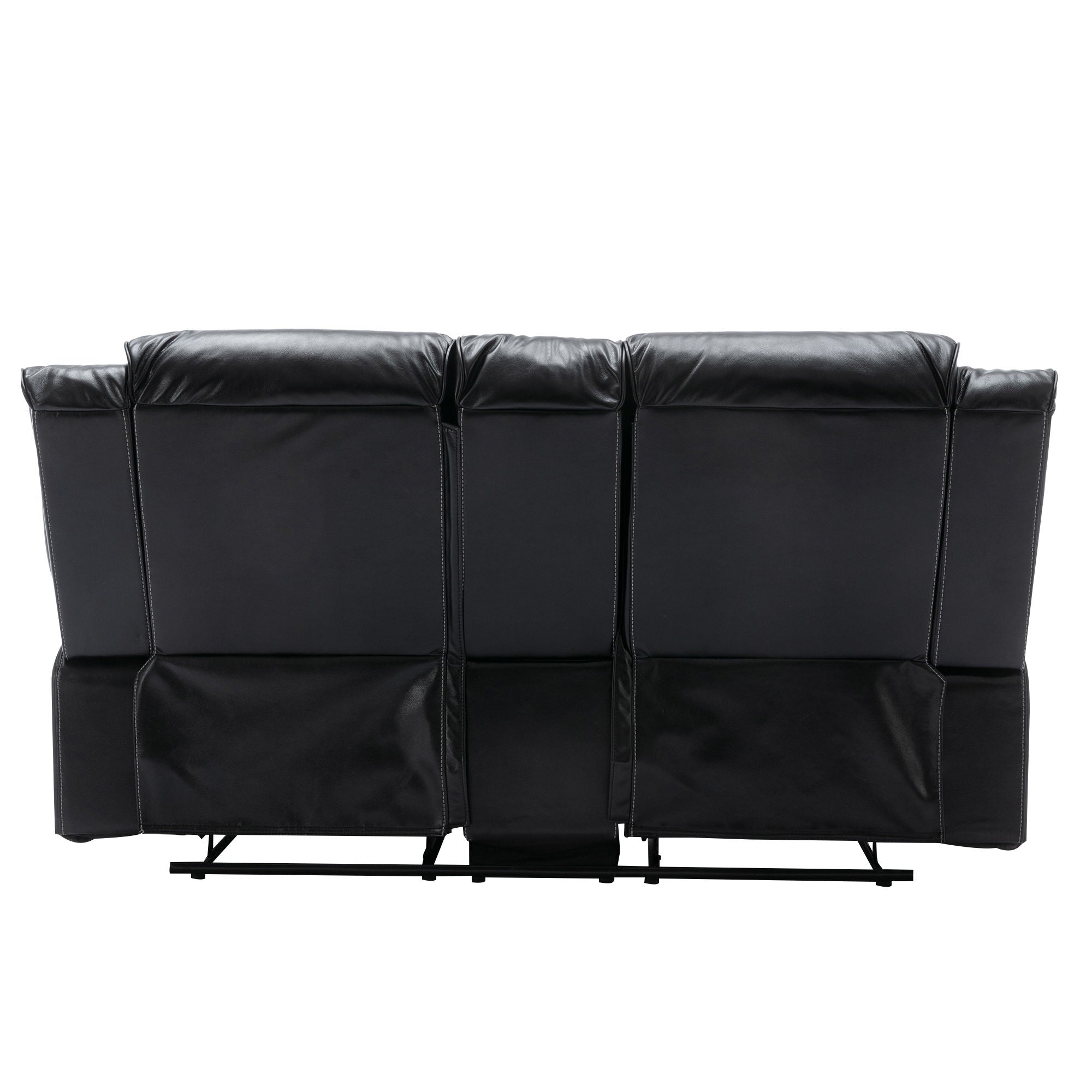 2 Seater Home Theater Recliner Manual Recliner Chair With A LED Light Strip Two Cup Holders And A Storage Box For Living Room
