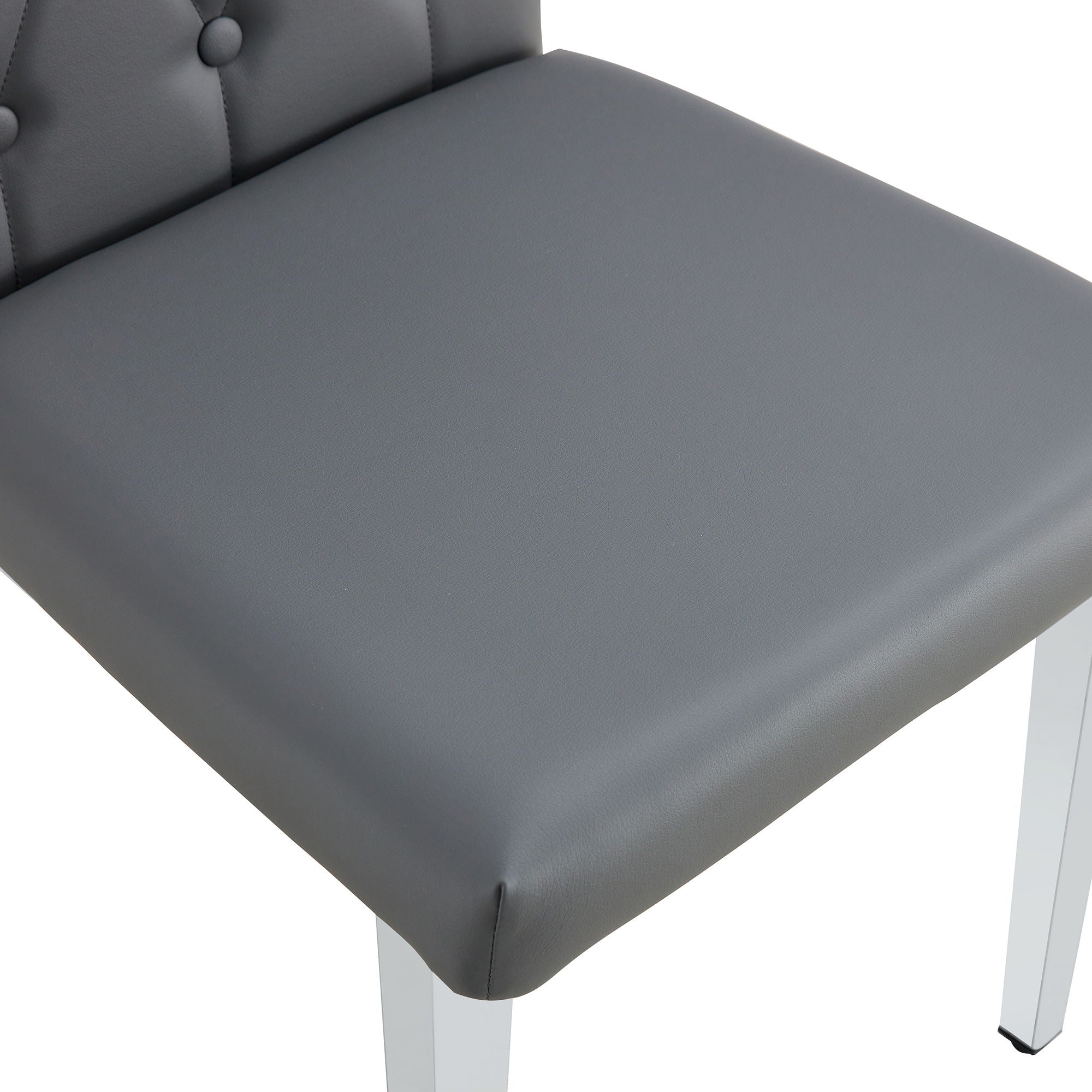 Vintage Style Armless Dining Chairs Set With Grid And Buckle Design