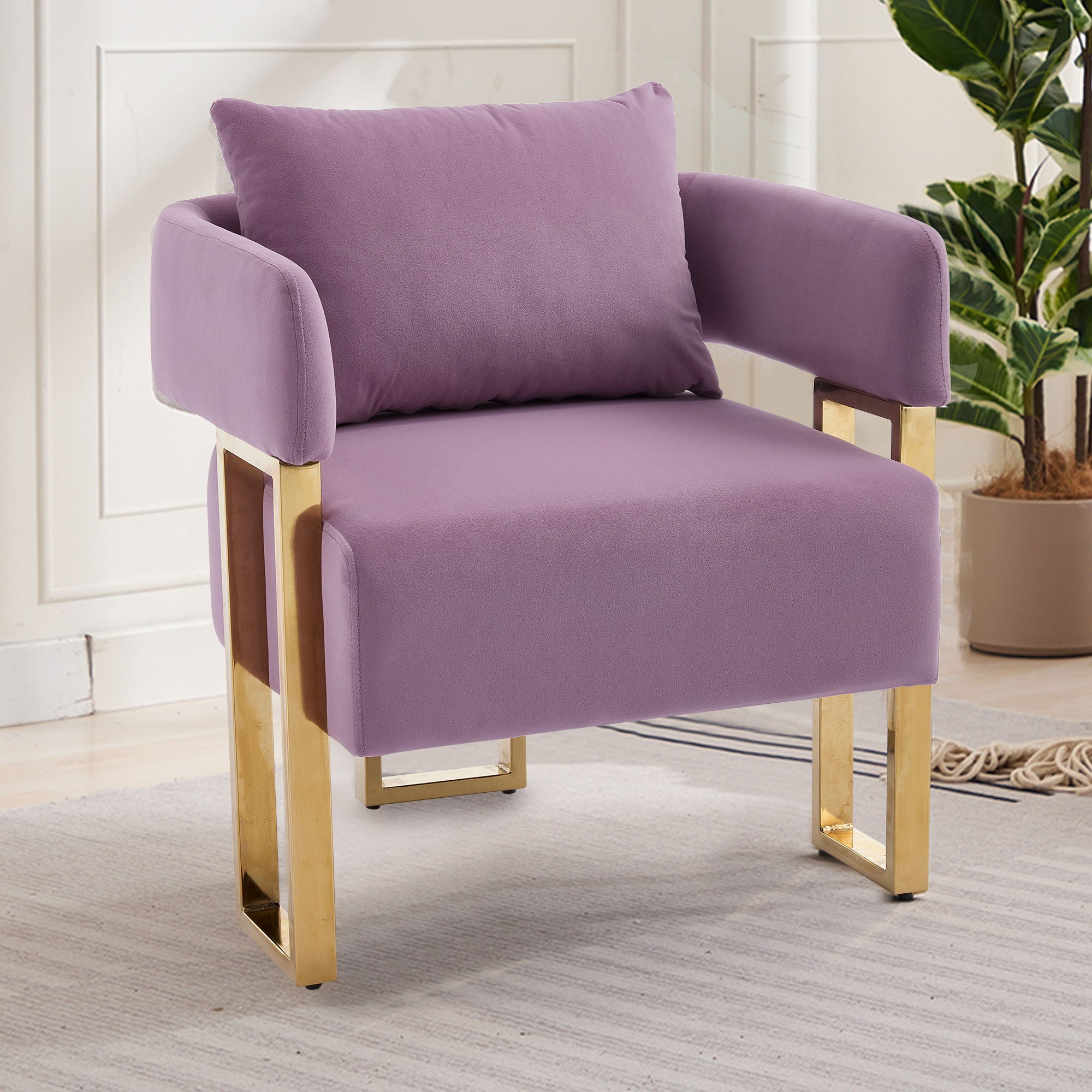 Modern Decorative Chair Teddy Fleece Upholstered And Metal Foot - Best Buy Furniture