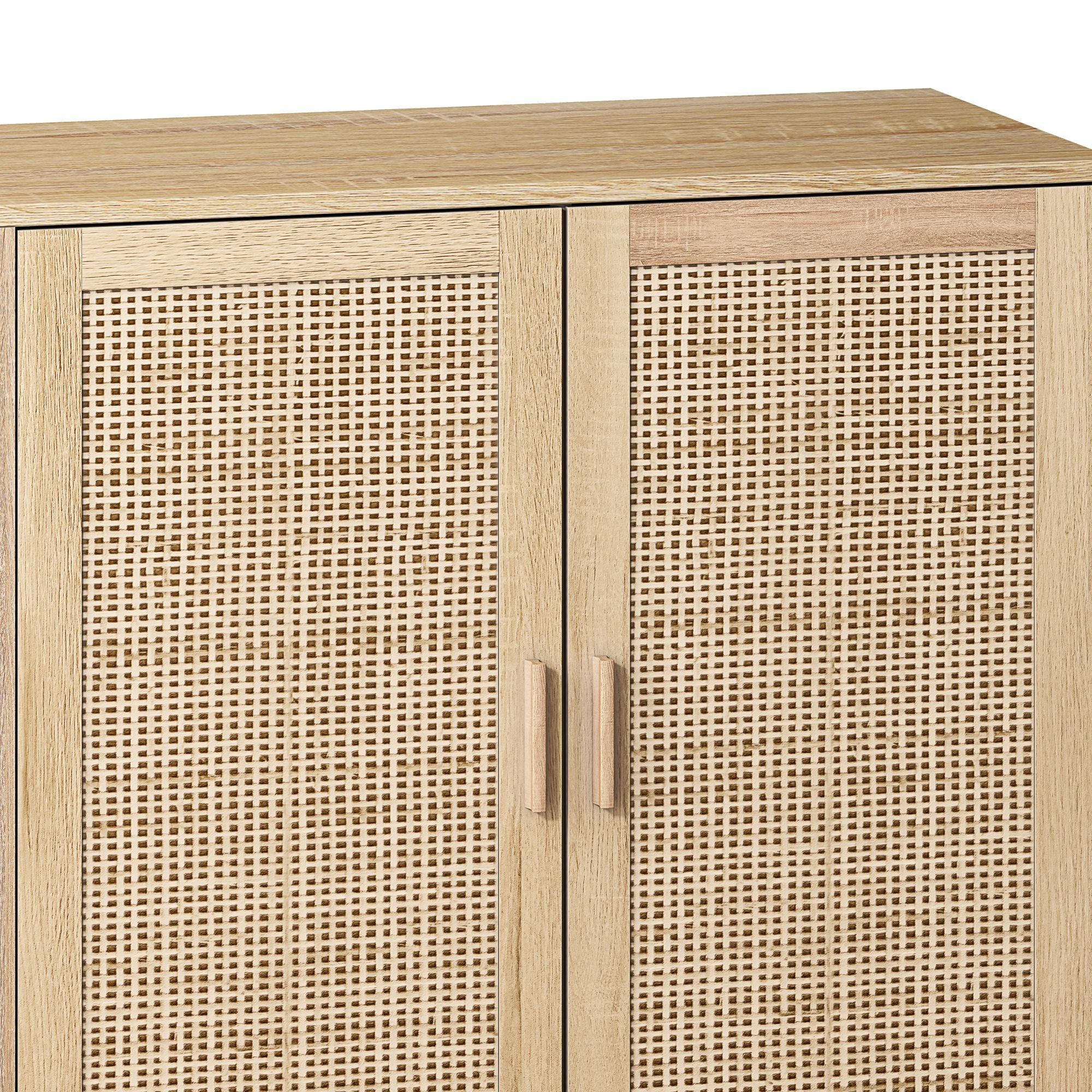 Elegant And Functional 4 Door Rattan Decorative Storage Cabinet
