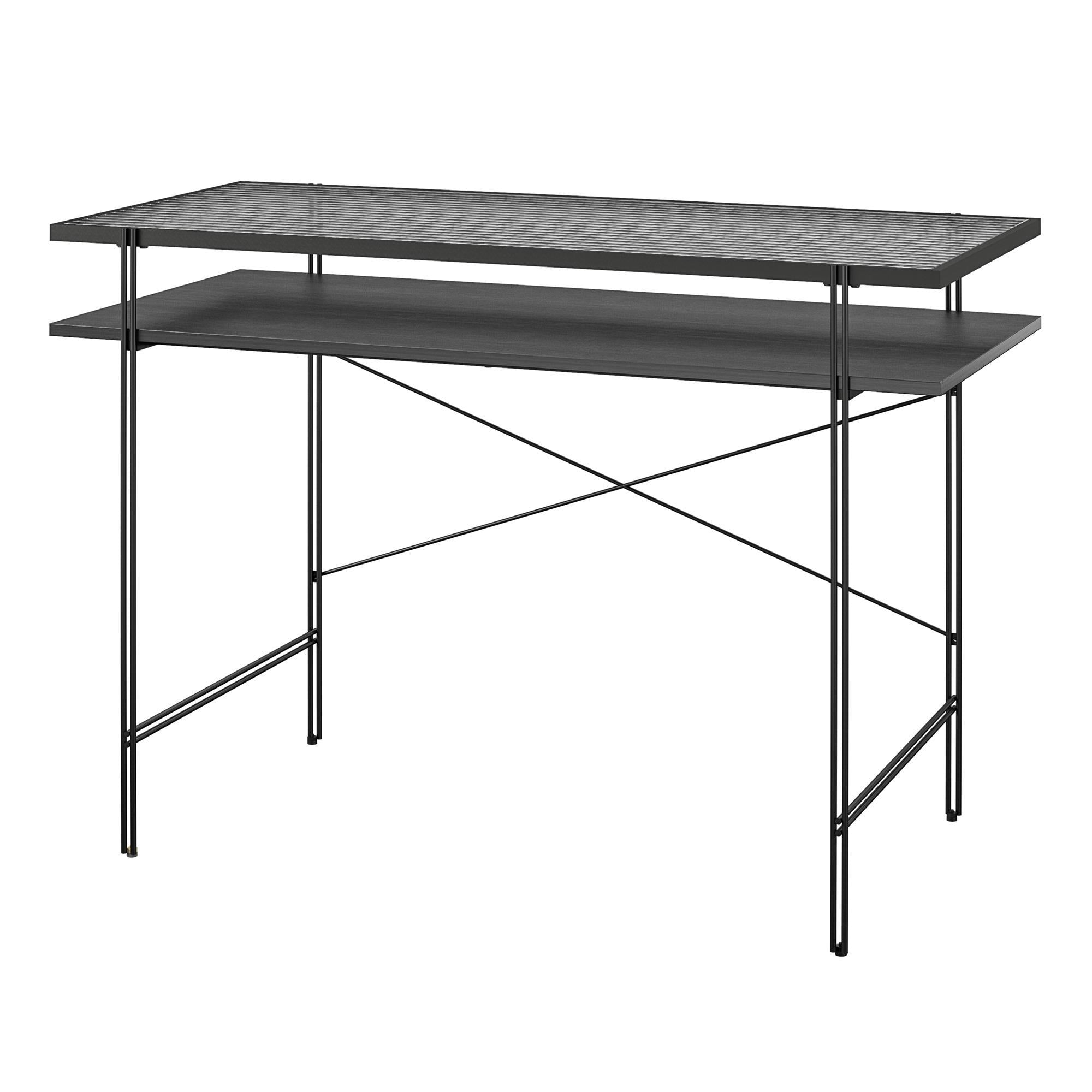 Vance - Computer Desk With Fluted Glass Desktop - Black