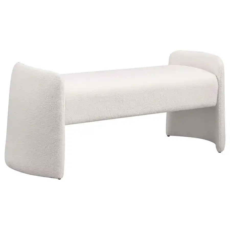 Peoria - Velvet Upholstered Accent Bench - Ivory - Best Buy Furniture