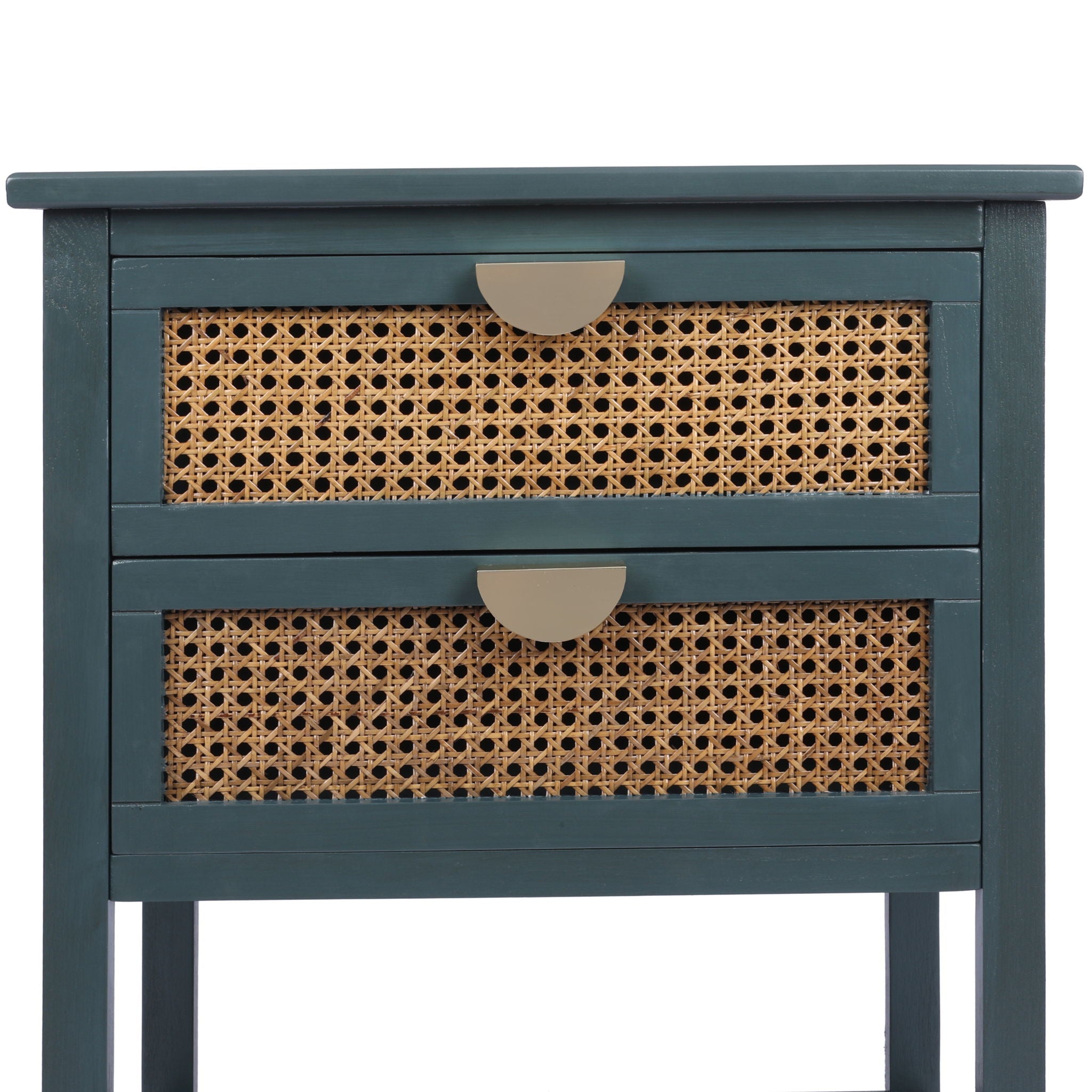 2 Drawer Side Table, Natural Rattan
