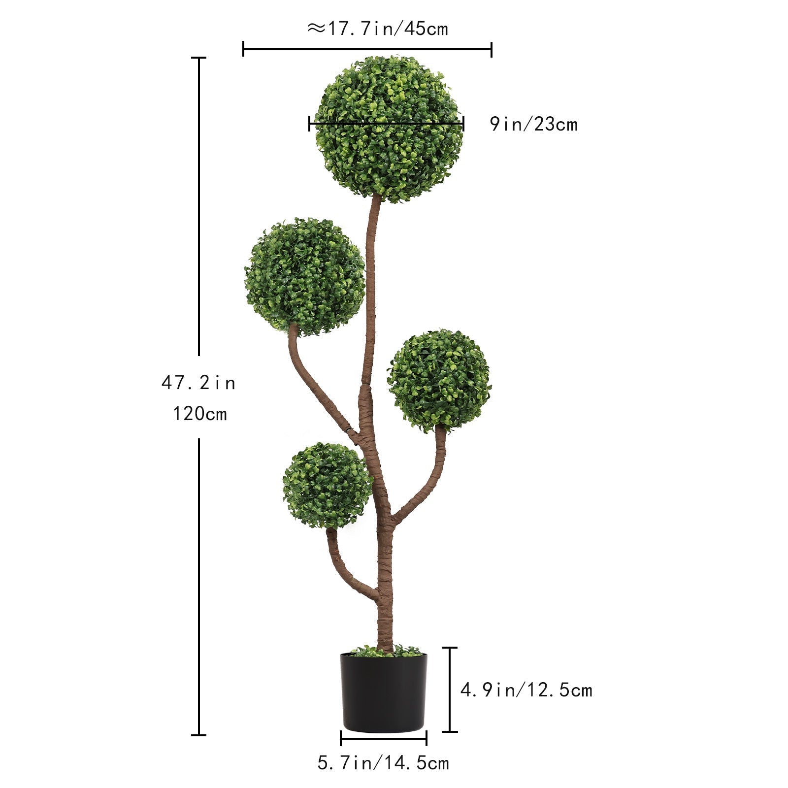 4FT Tall Artificial Boxwood Topiary Tree