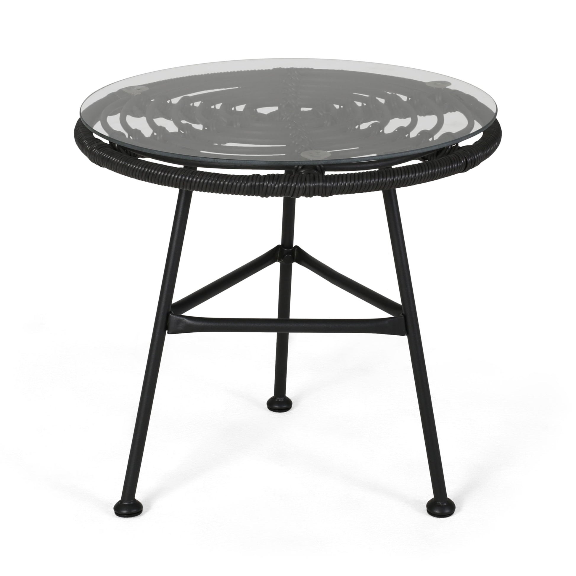 Petrichor - Outdoor Side Table With Tempered Glass And Steel Frame - Best Buy Furniture