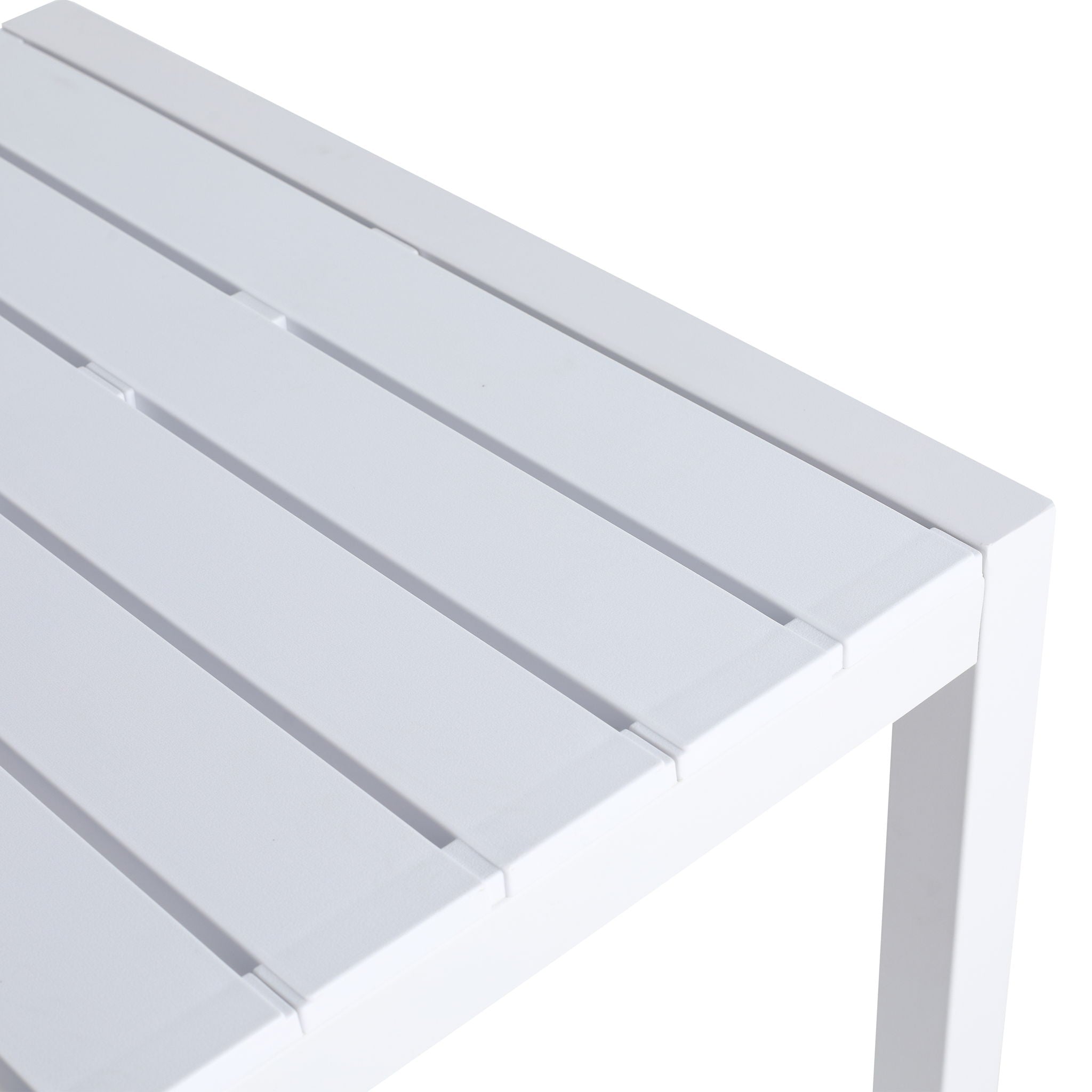 Modern Long Table, UV Resistant And Rust Proof, Pp Tabletop, UV Resistant Powder Coated Metal Legs - Snow White