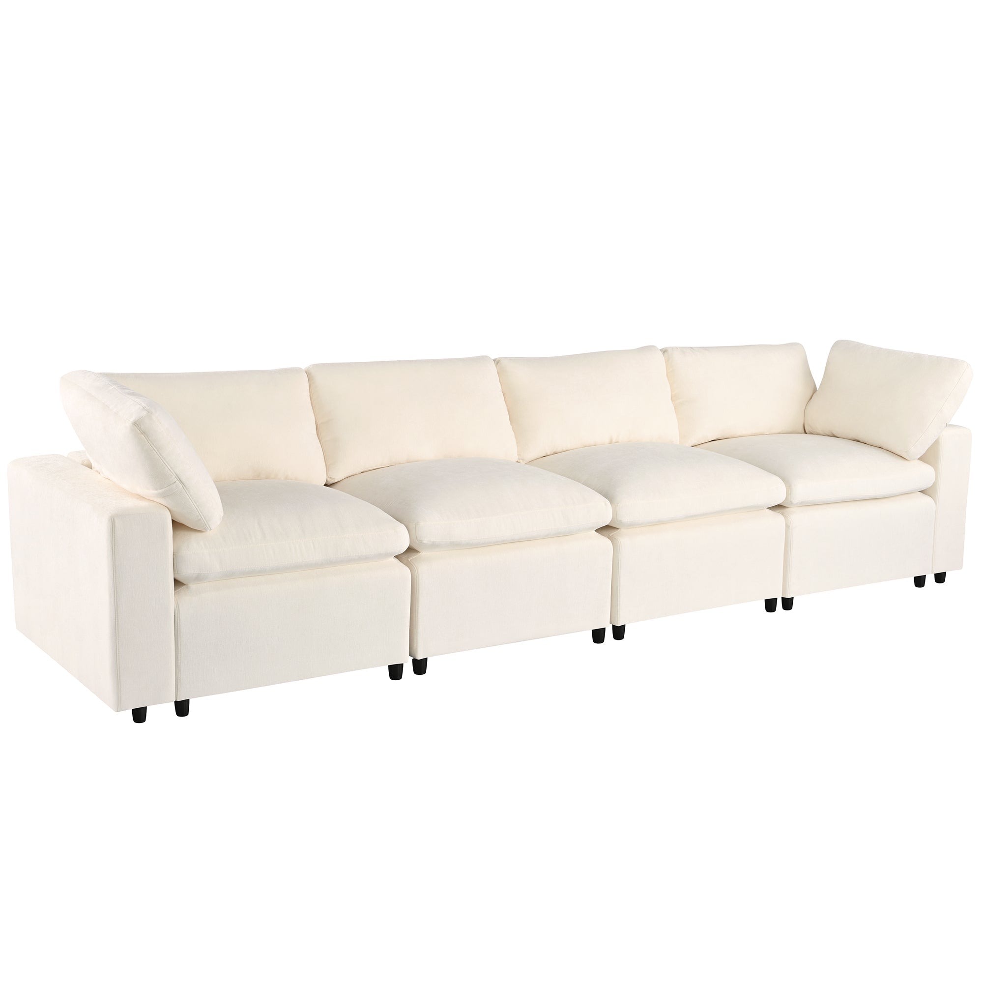 U-Style Upholstered Modular Sofa with Storage and Built-in Tech