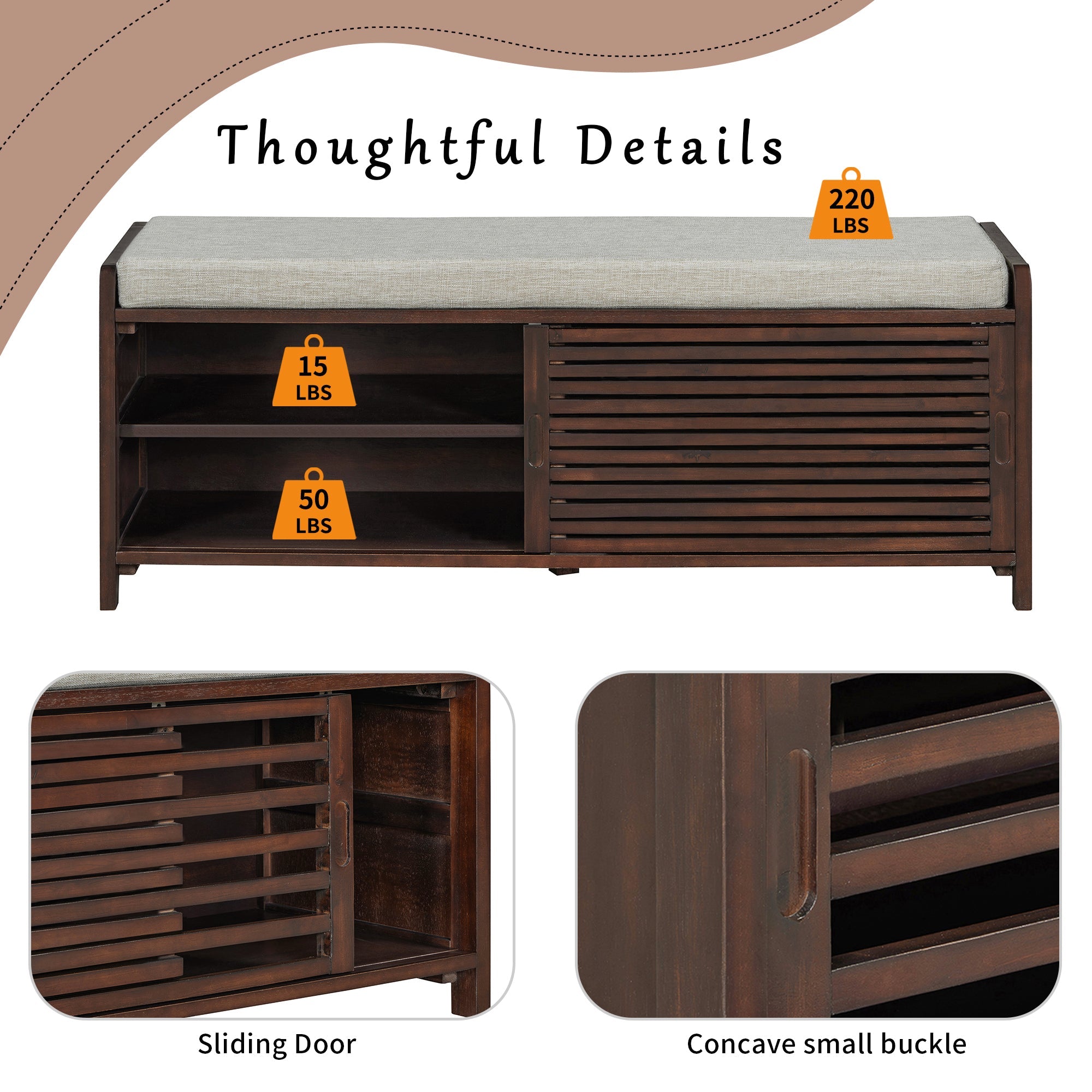 Shoe Bench with Storage and Cushion (Espresso) - Best Buy Furniture