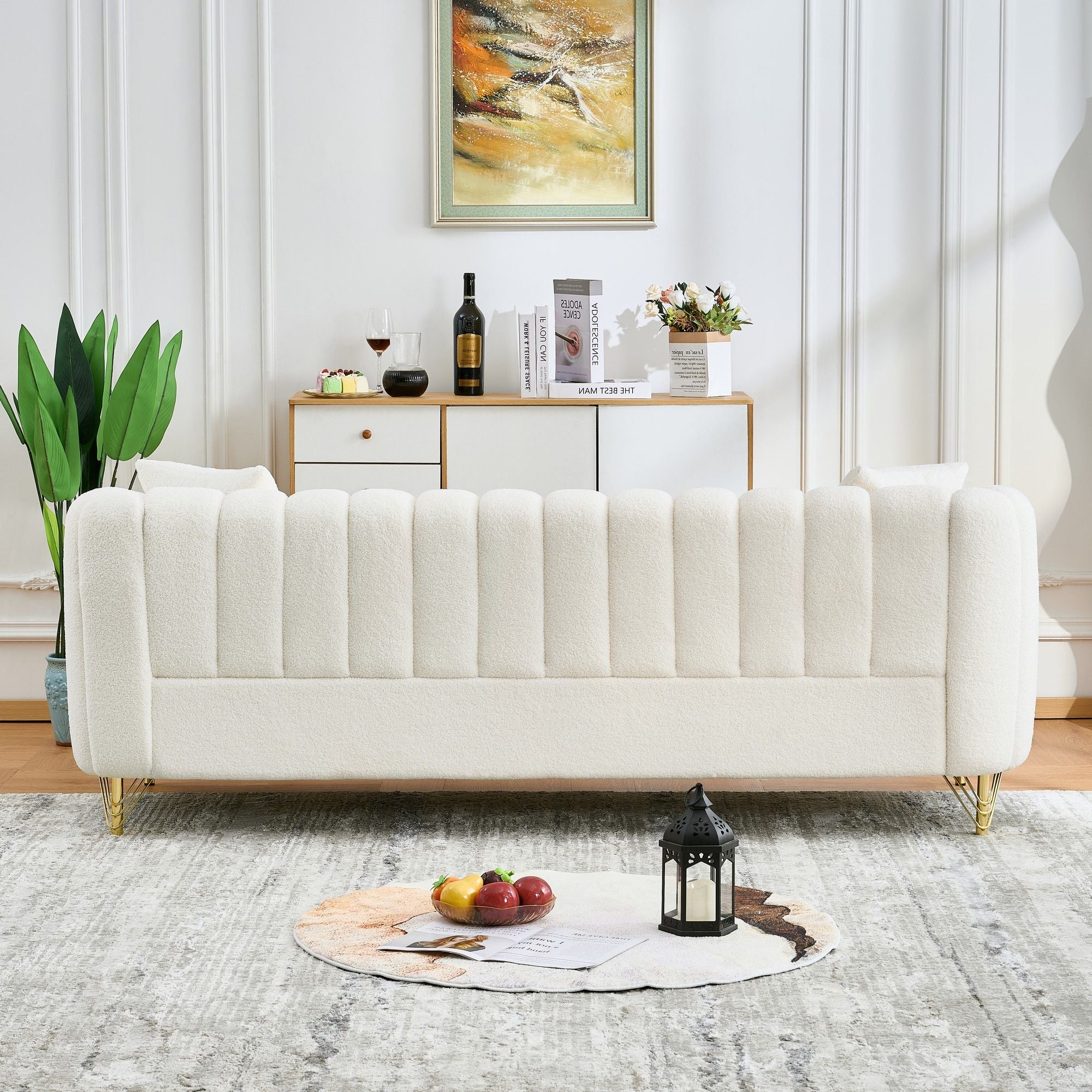 Oversized Sofa, 3 And 3 Seater, Tufted Couch For Living Room - Beige