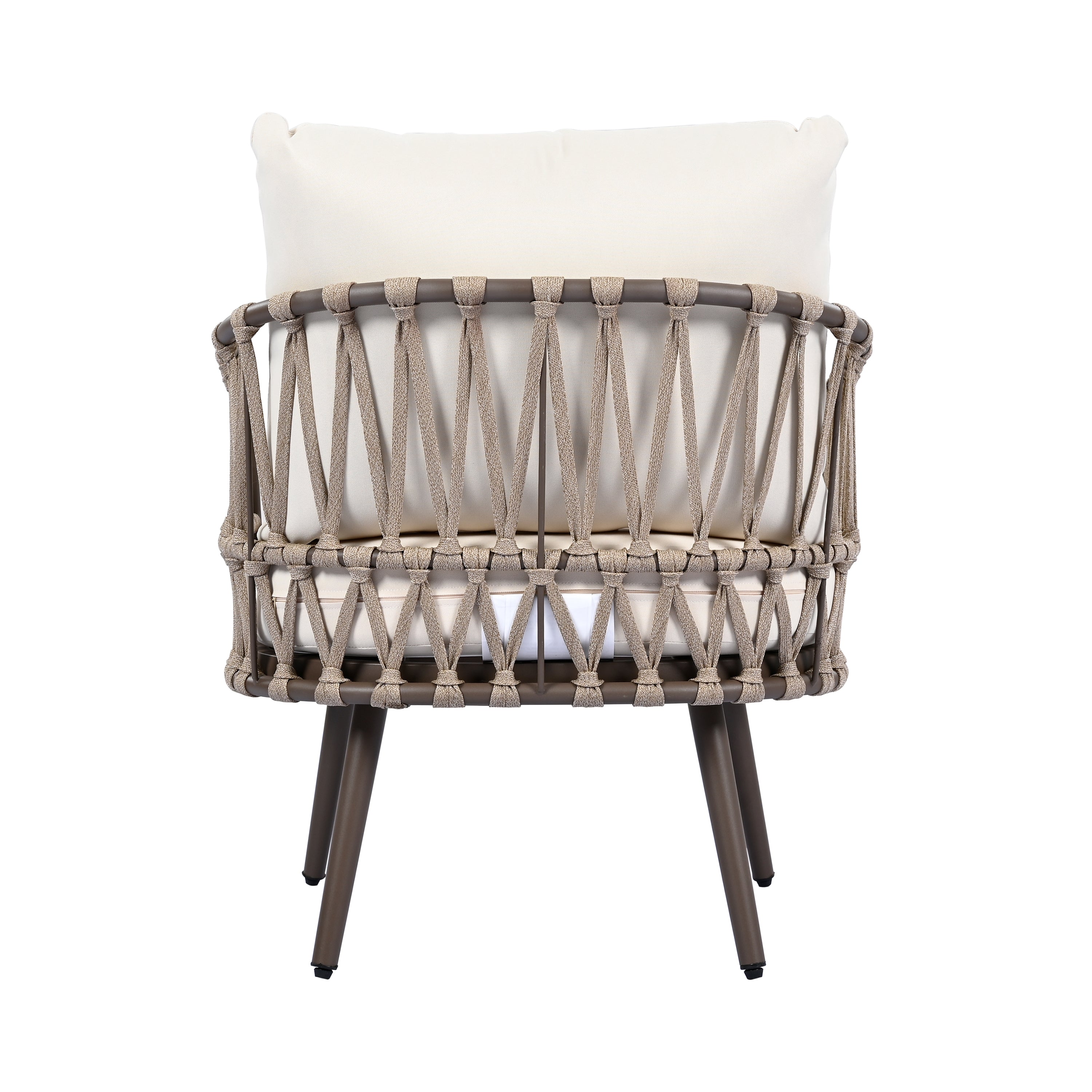 4-Piece Outdoor Patio Furniture Set with Metal Frame and Woven Rope