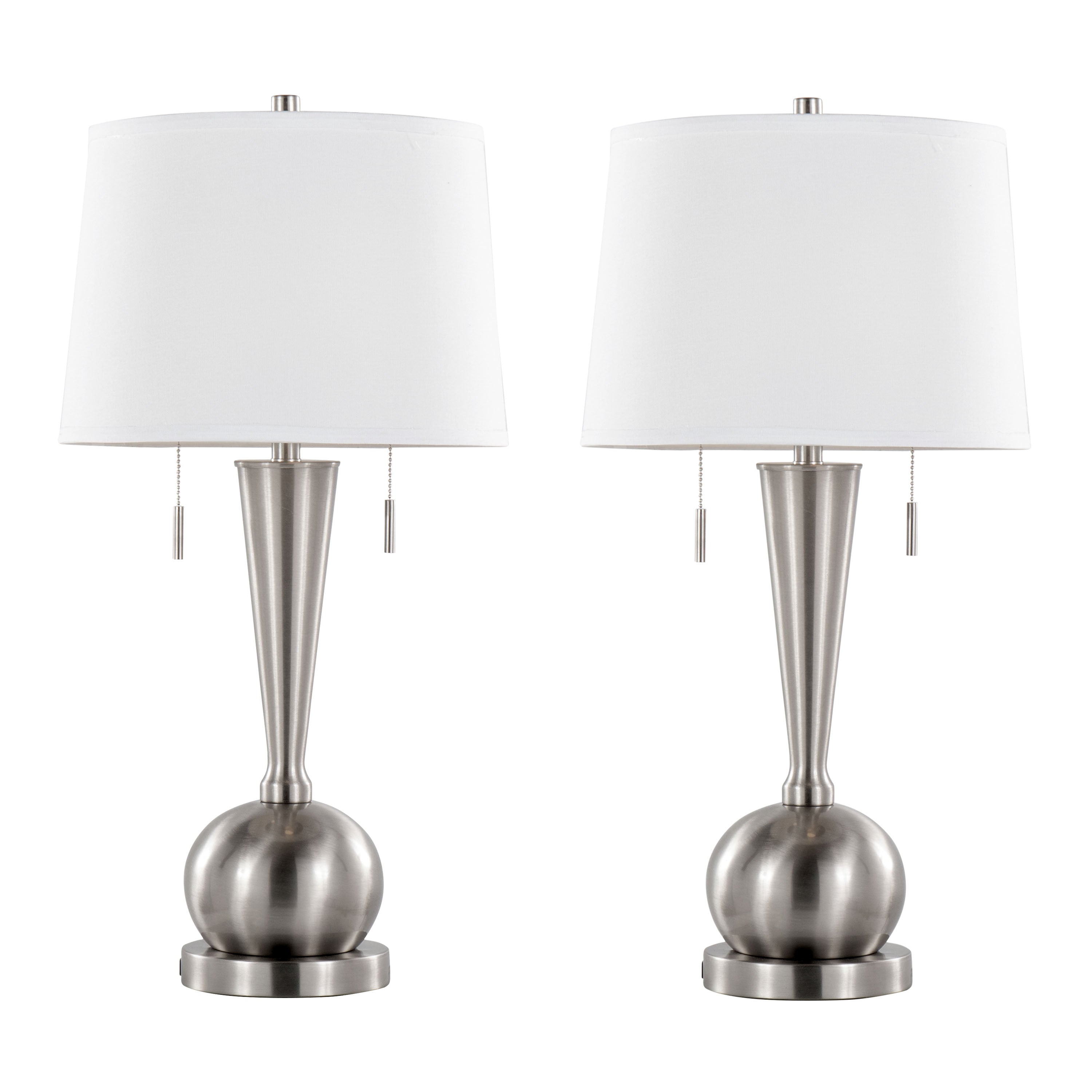 Jules 30.25" Contemporary Metal Table Lamp with Built-In USB Port - Set of 2