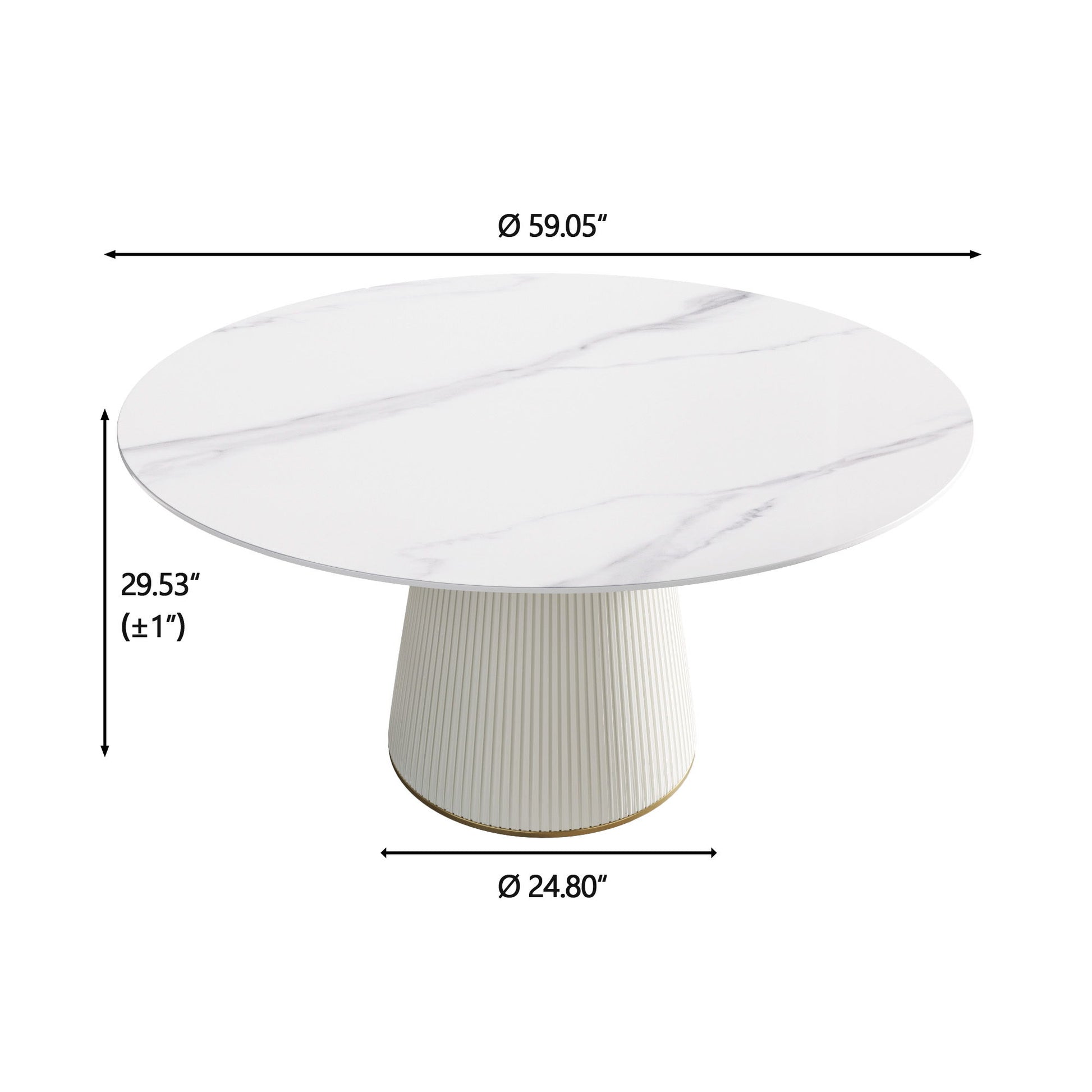 Modern Artificial Stone Round Plywood Base Dining Table, Can Accommodate 8 People, (Not Including Chairs) - White / Beige - Best Buy Furniture