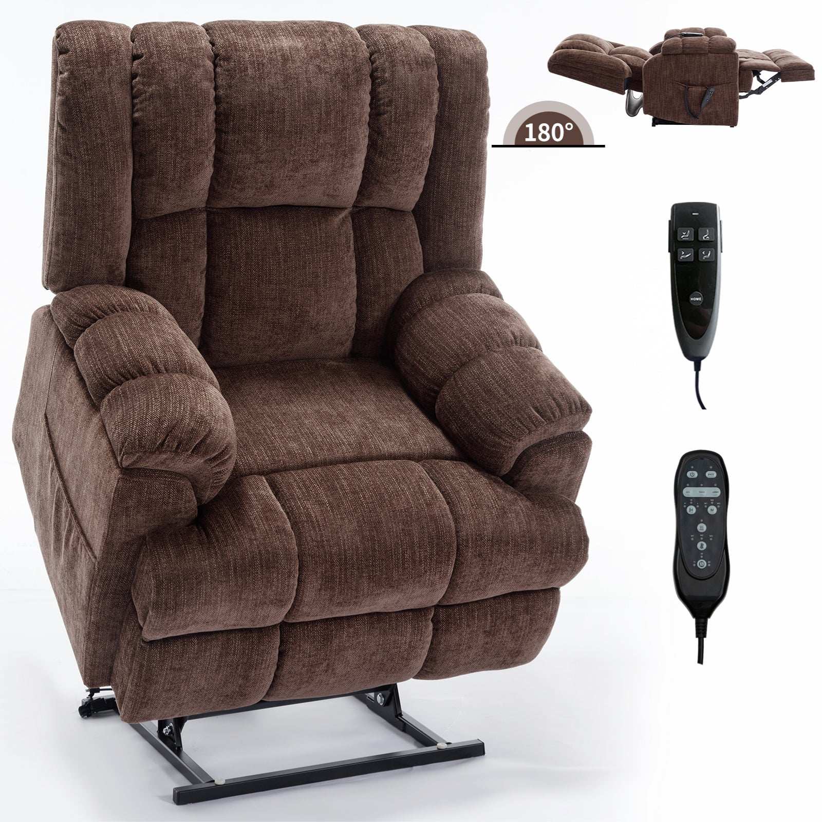 TOPMAX Electric Power Lift Recliner with Massage, Brown - Best Buy Furniture