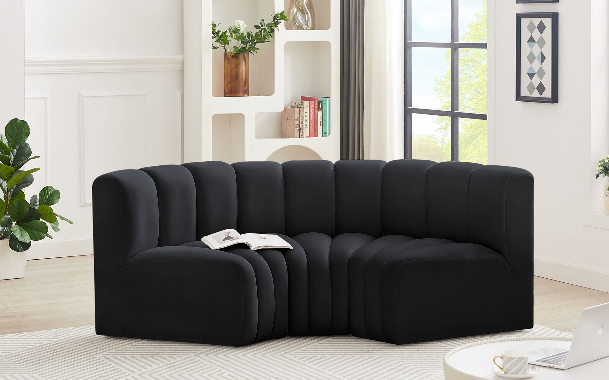 Arc - Velvet 3 Piece Modular U-Shaped Sofa - Best Buy Furniture