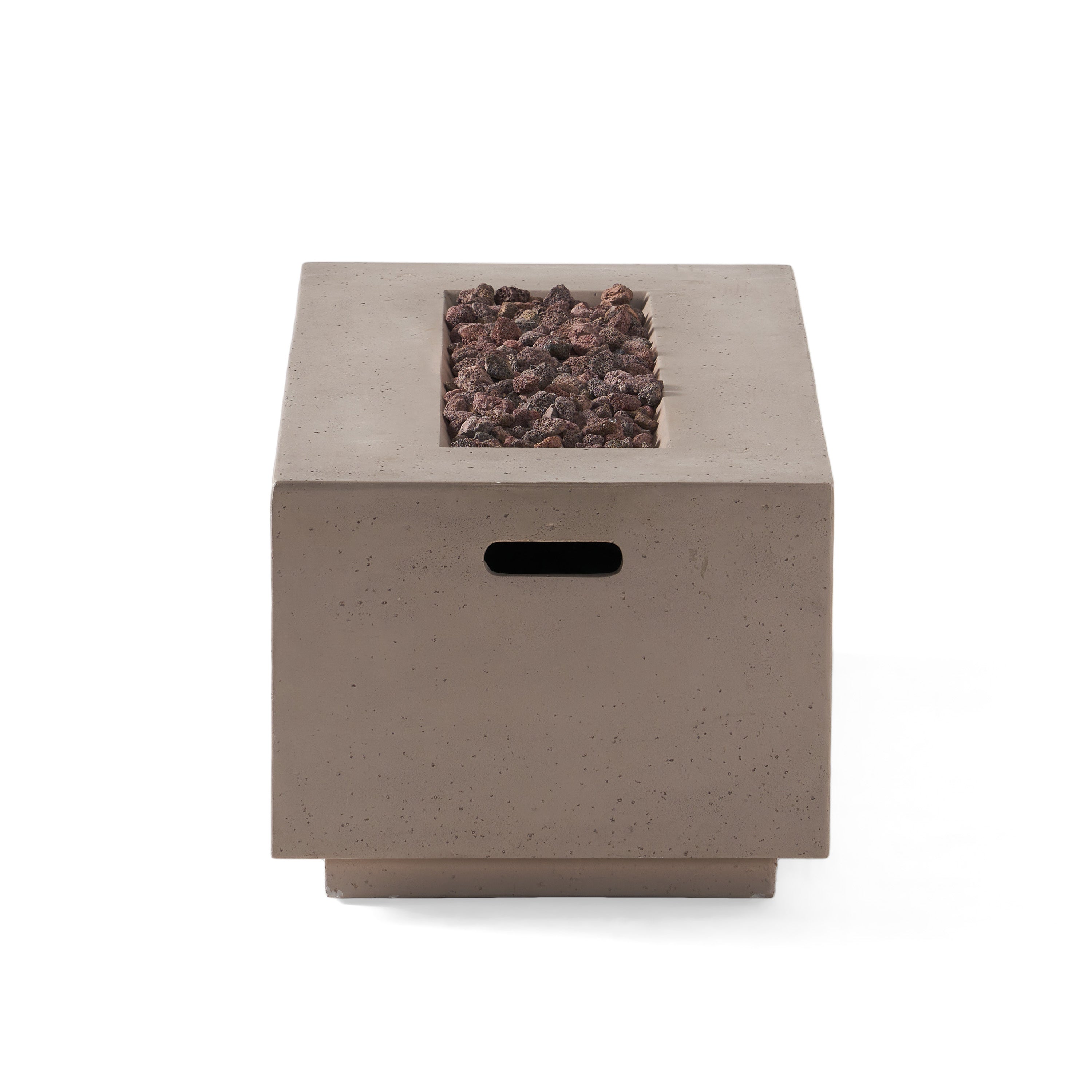 Modern 40' Outdoor 40,000 BTU Rectangular MgO Concrete Propane Fire Pit, Dark Grey