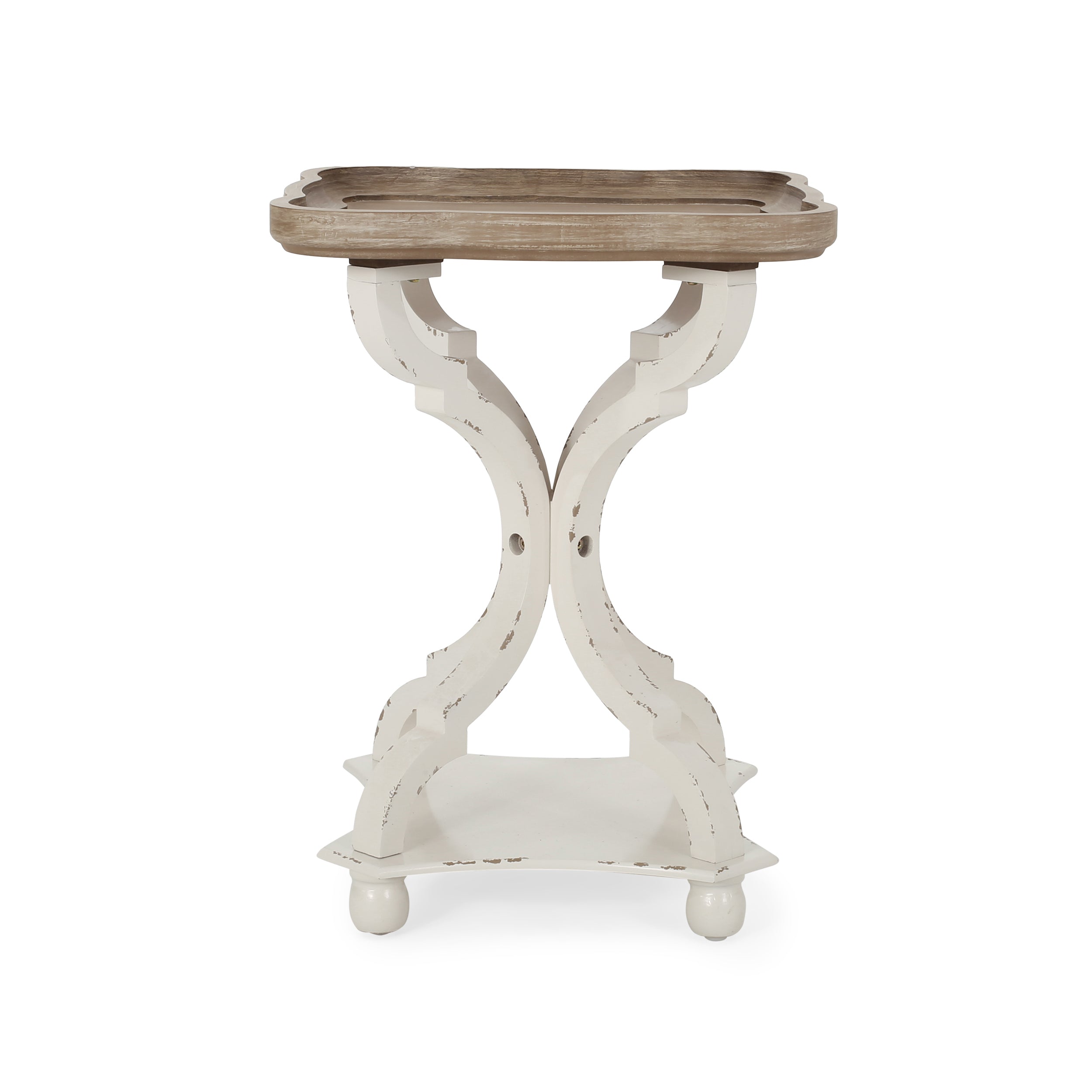 Accent Table with Hourglass Base and French Country Design