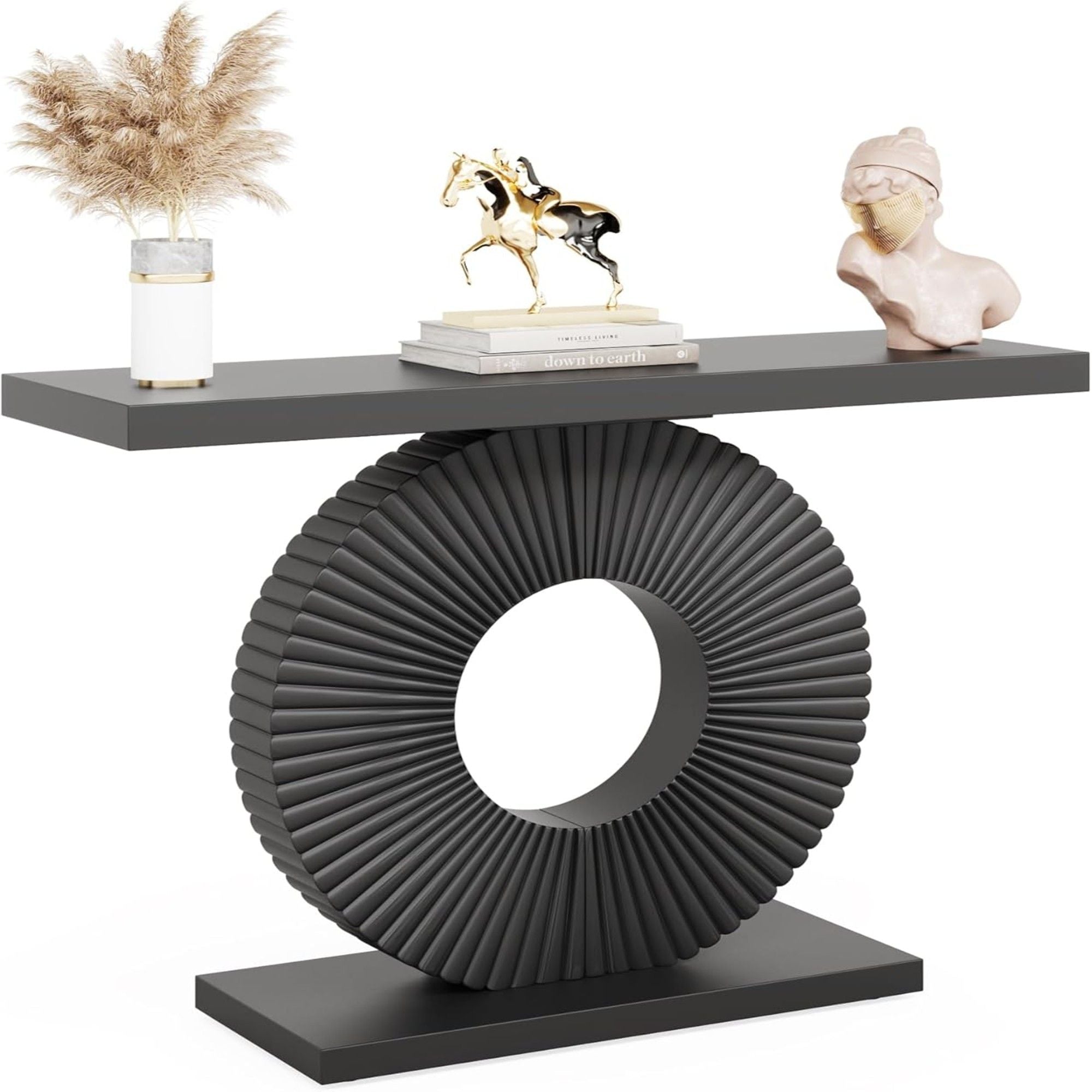 Modern Console Table With Sculptural Geometric Base