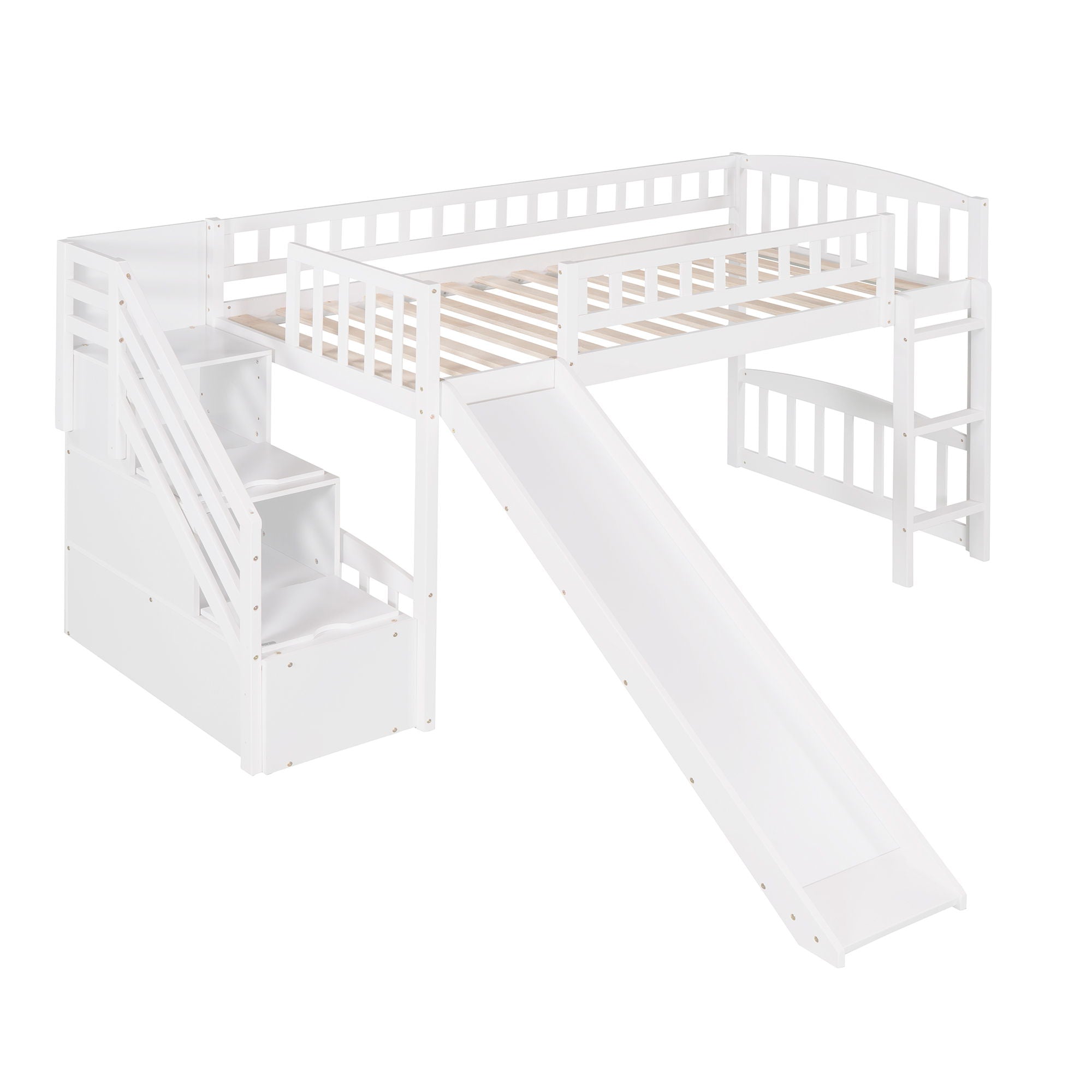 Loft Stairway Bed With 2 Drawers And Slide