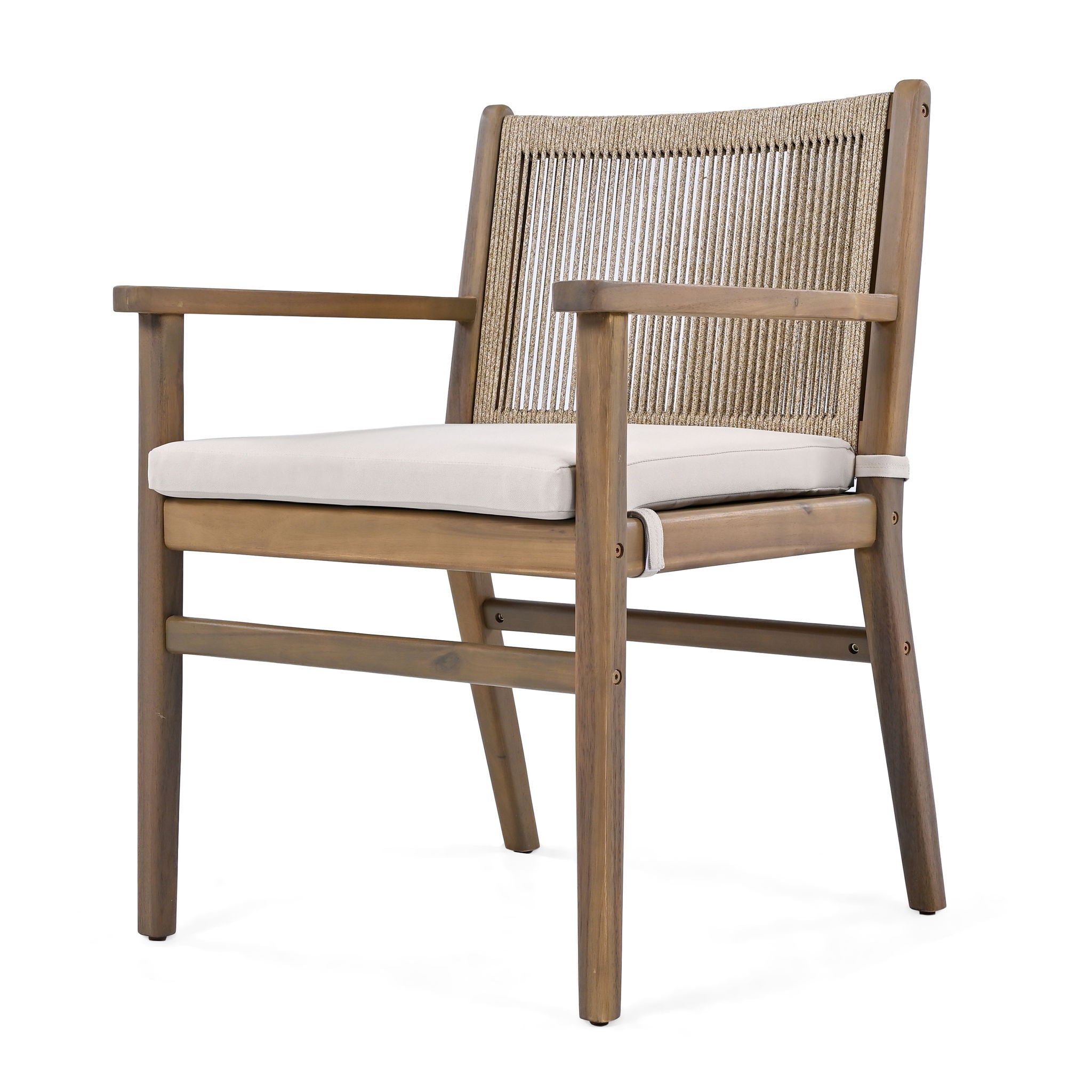 Outdoor Acacia Wood Patio Dining Armchair (Set of 2)