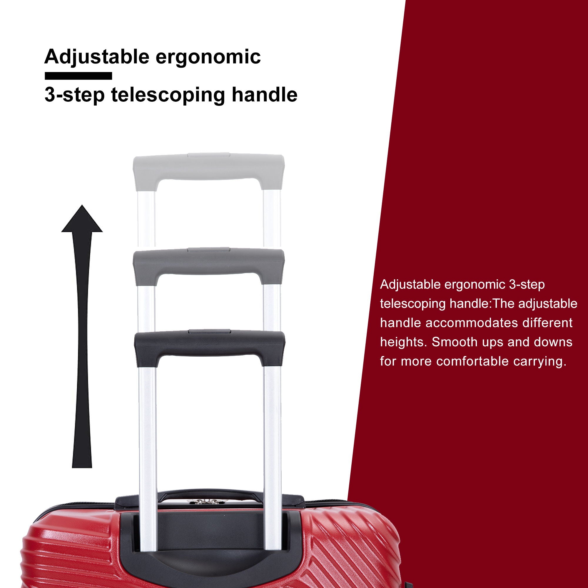 3 Piece Luggage Sets Lightweight Suitcase With Two Hooks, Spinner Wheels,