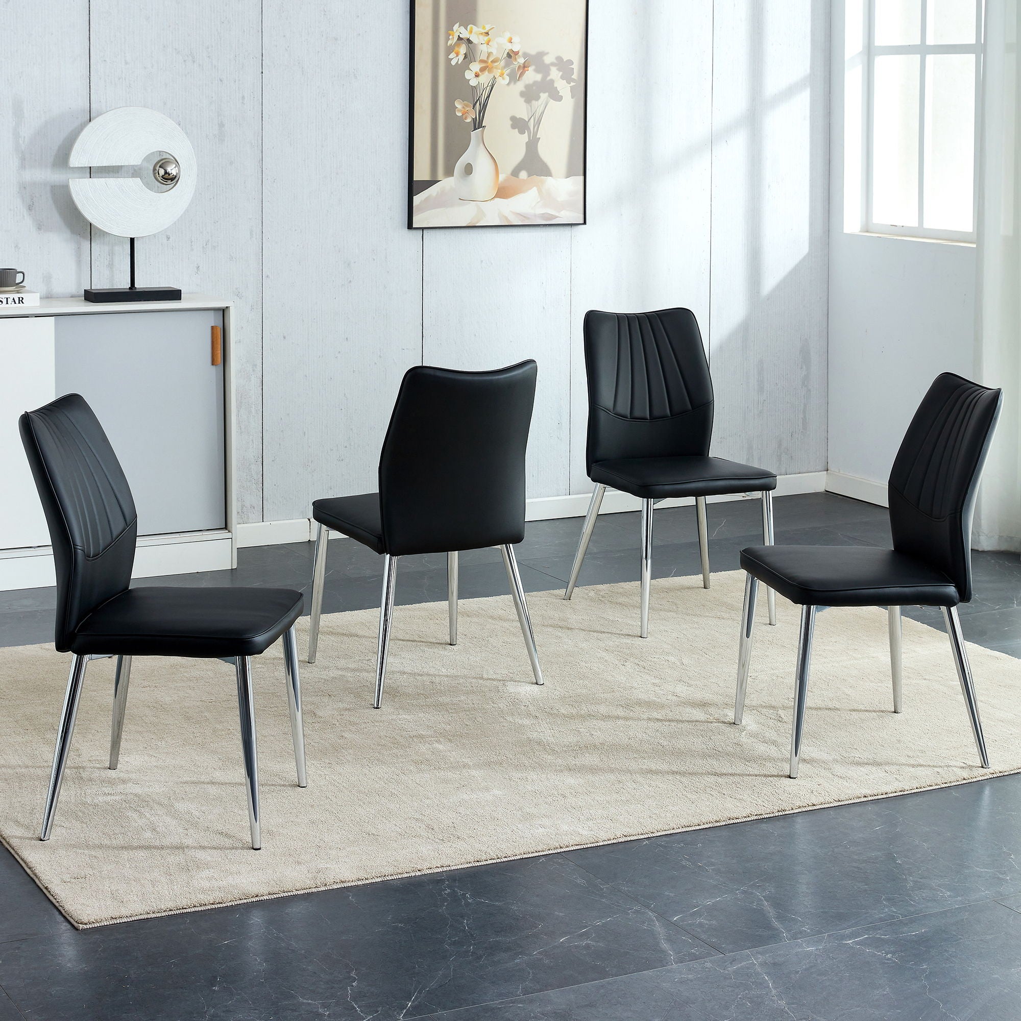 Modern Middle Ages Style Dining Chairs With Cushions And Metal Legs