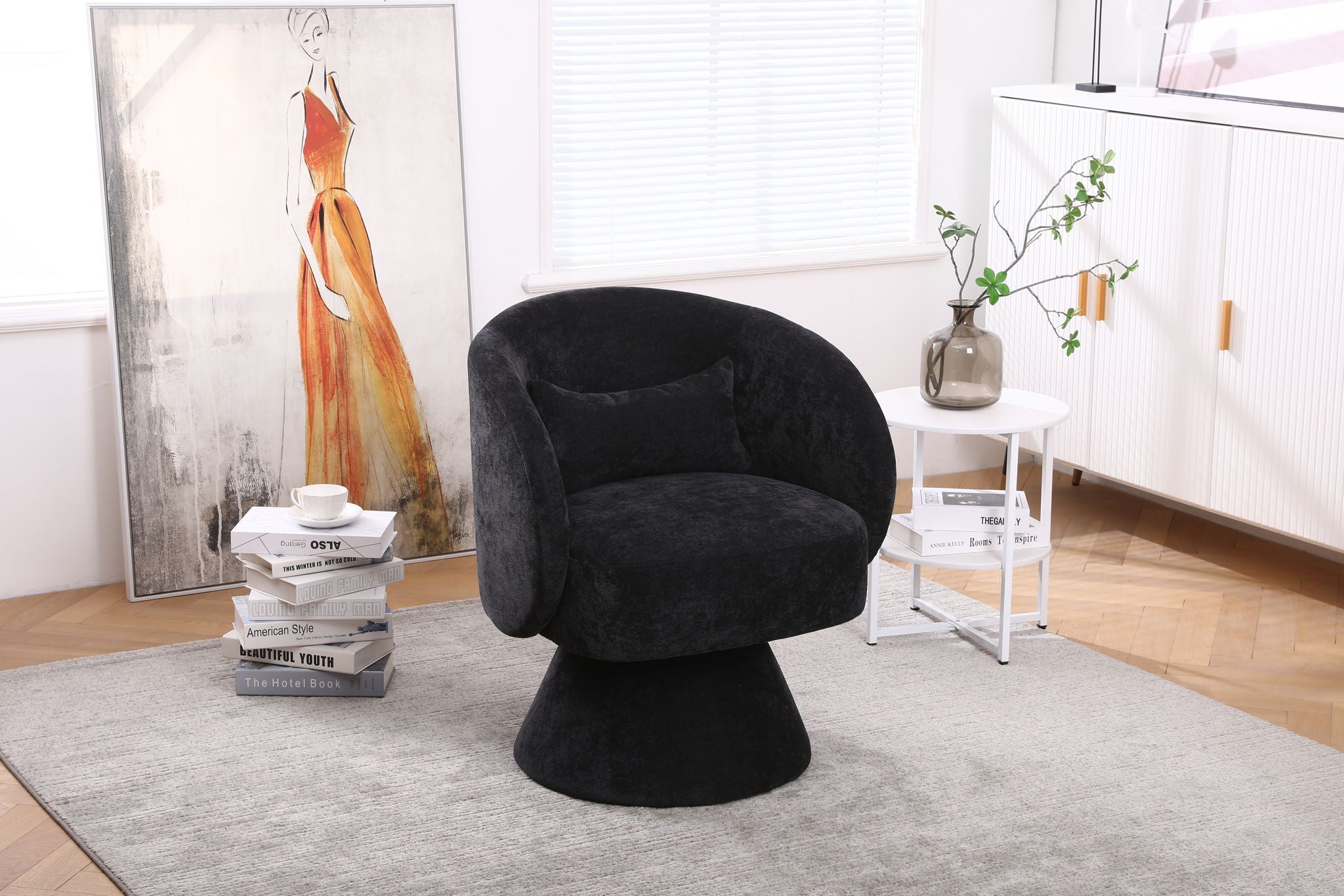 Swivel Accent Chair Armchair, Round Barrel Chair For Living Room Bedroom